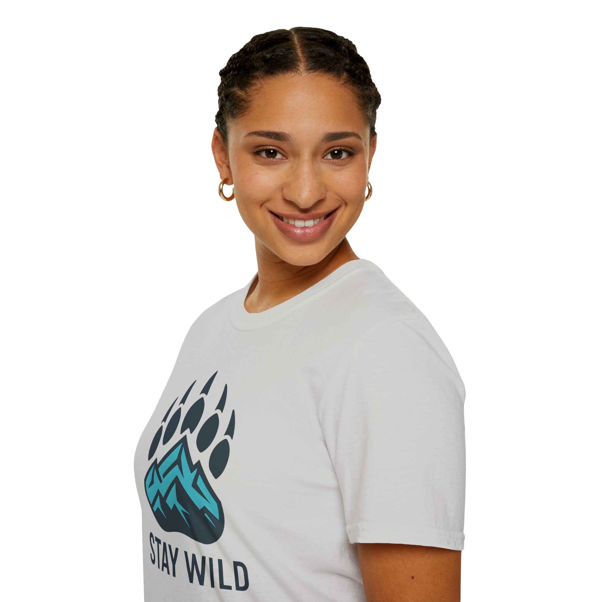 "Stay Wild" Bear Footprint Mountain Emblem T-Shirt