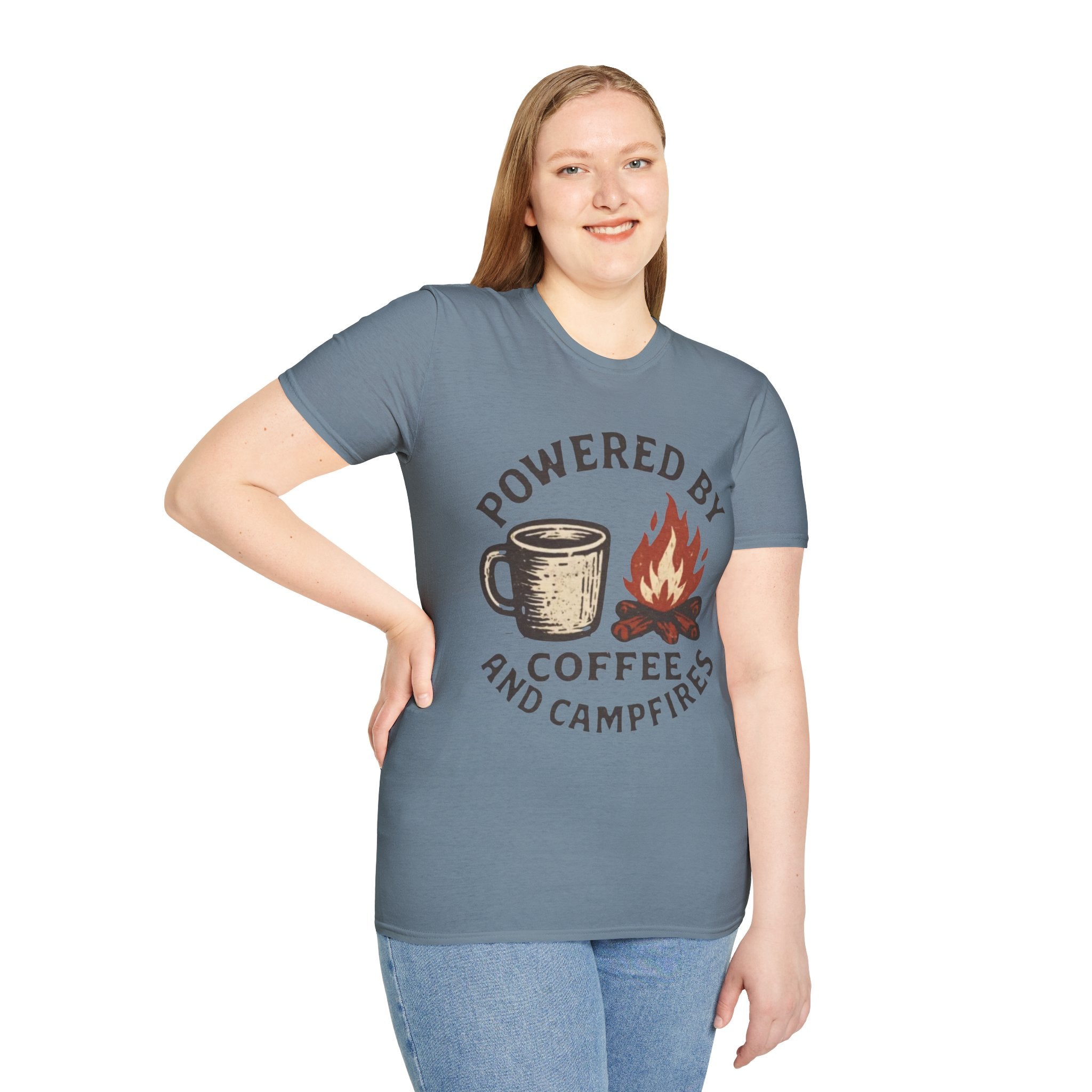 Powered By Coffee And Campfires Vintage Camping T-Shirt