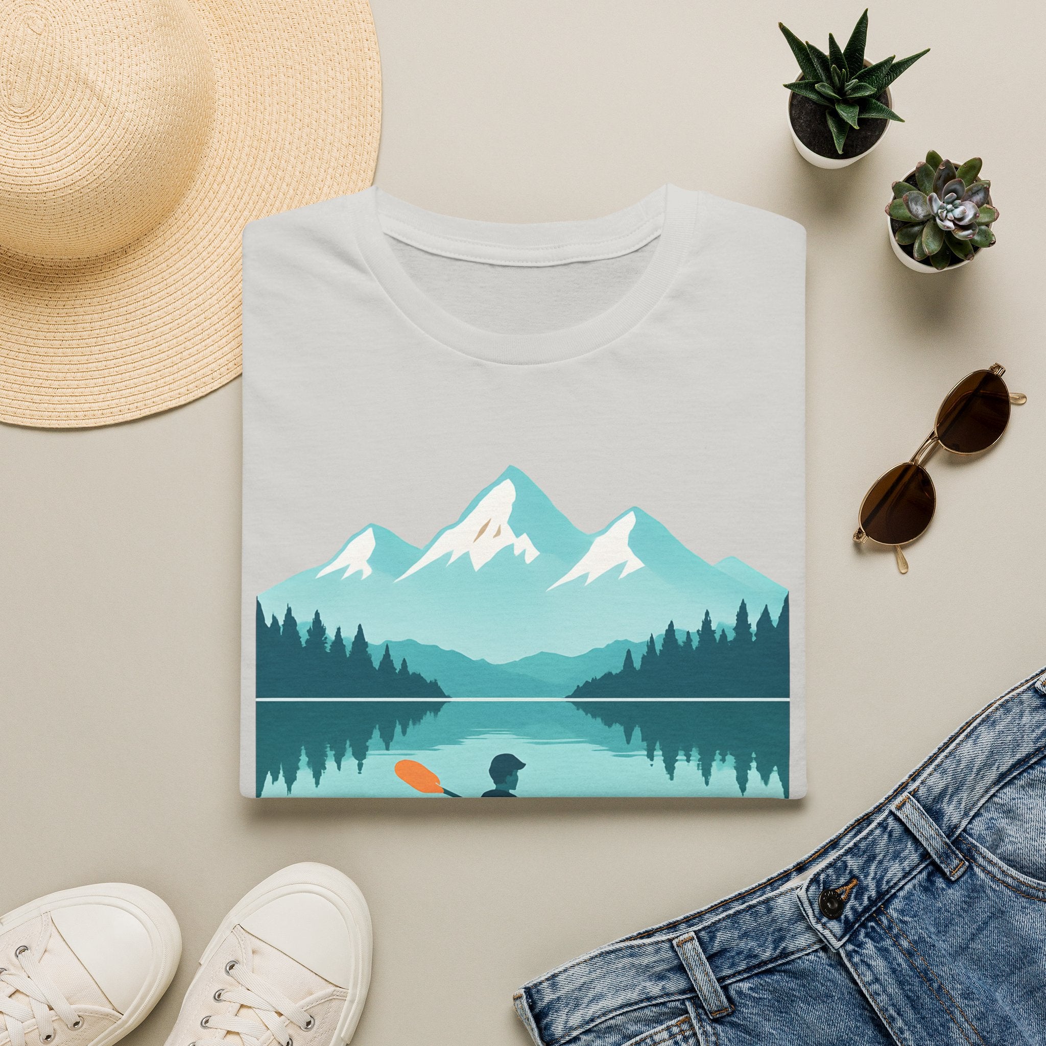 Kayaker on Serene Mountain Lake T-Shirt