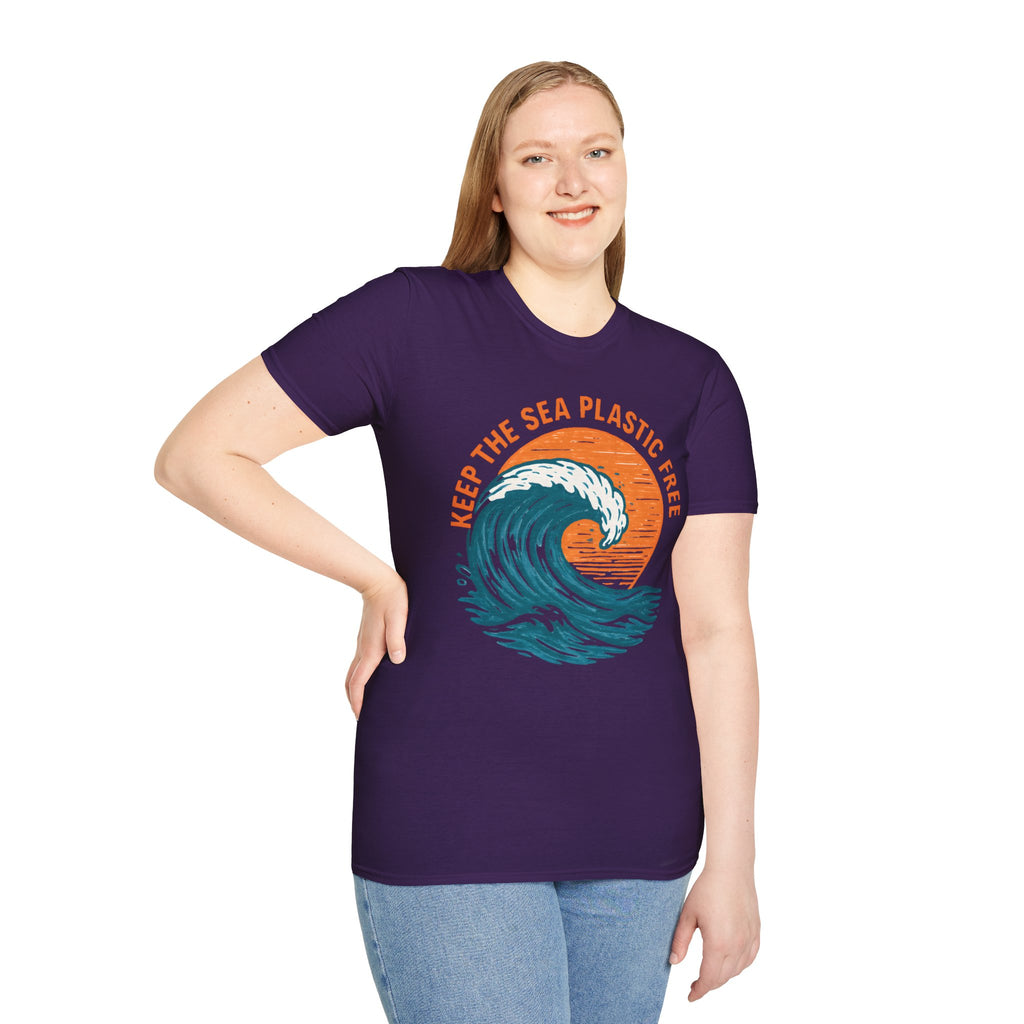 "Keep the Sea Plastic Free" Ocean Conservation Wave Tee Shirt