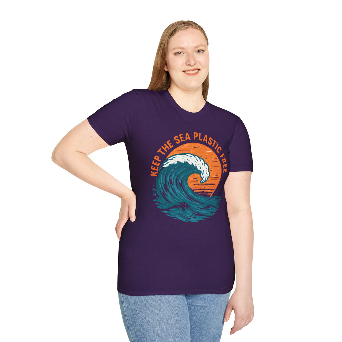 "Keep the Sea Plastic Free" Ocean Conservation Wave Tee Shirt