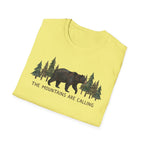 "The Mountains Are Calling" Bear and Pines T-Shirt — Outdoor Graphic Tee