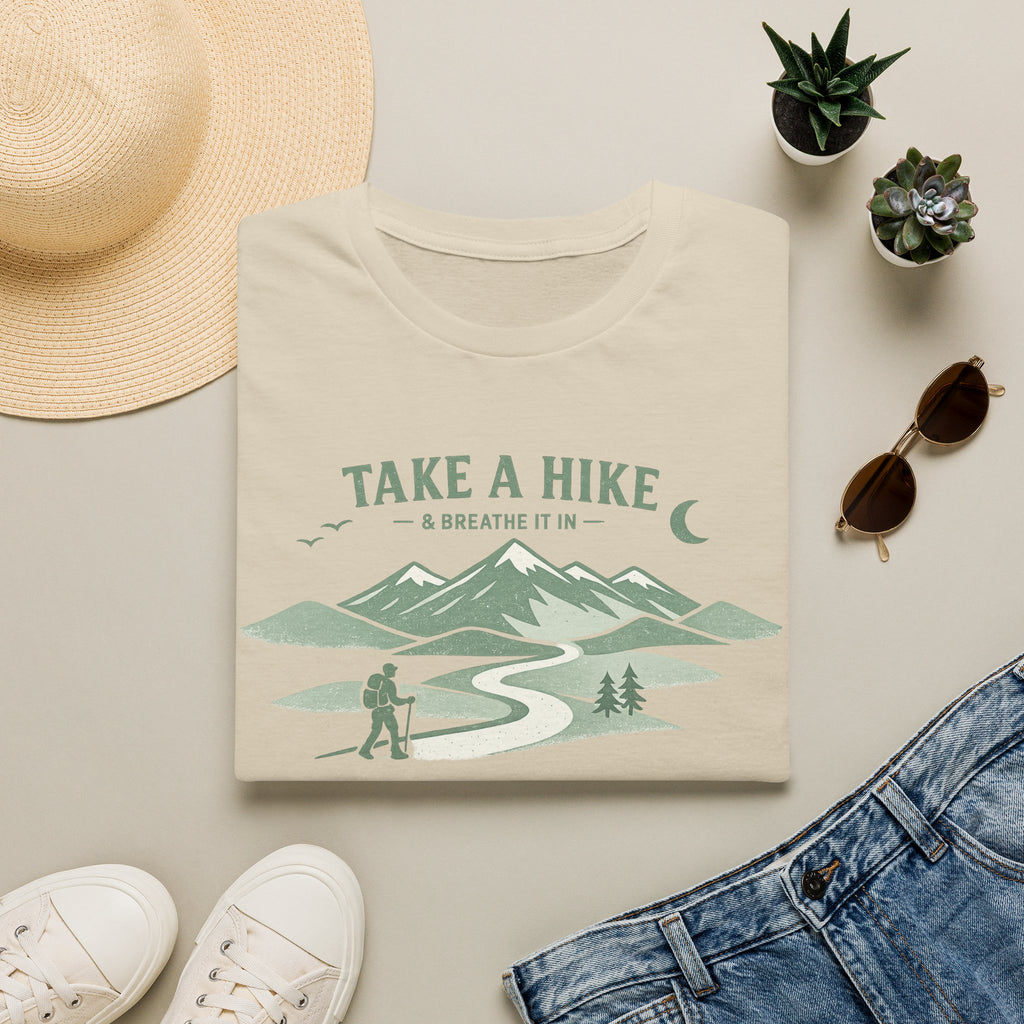 "Take A Hike & Breathe It In" Outdoor Hiking Graphic Tee