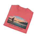 Outdoor T-Shirt — "Seeking Simple Treasures" Sunset Hiker Graphic