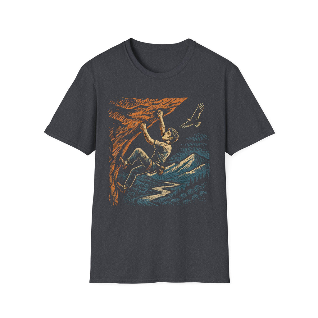 Climber on Cliff with Eagle T-Shirt