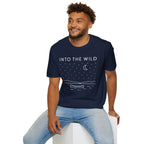 Into The Wild Canoe T-Shirt - Minimal Night Sky Lake Camping Tee