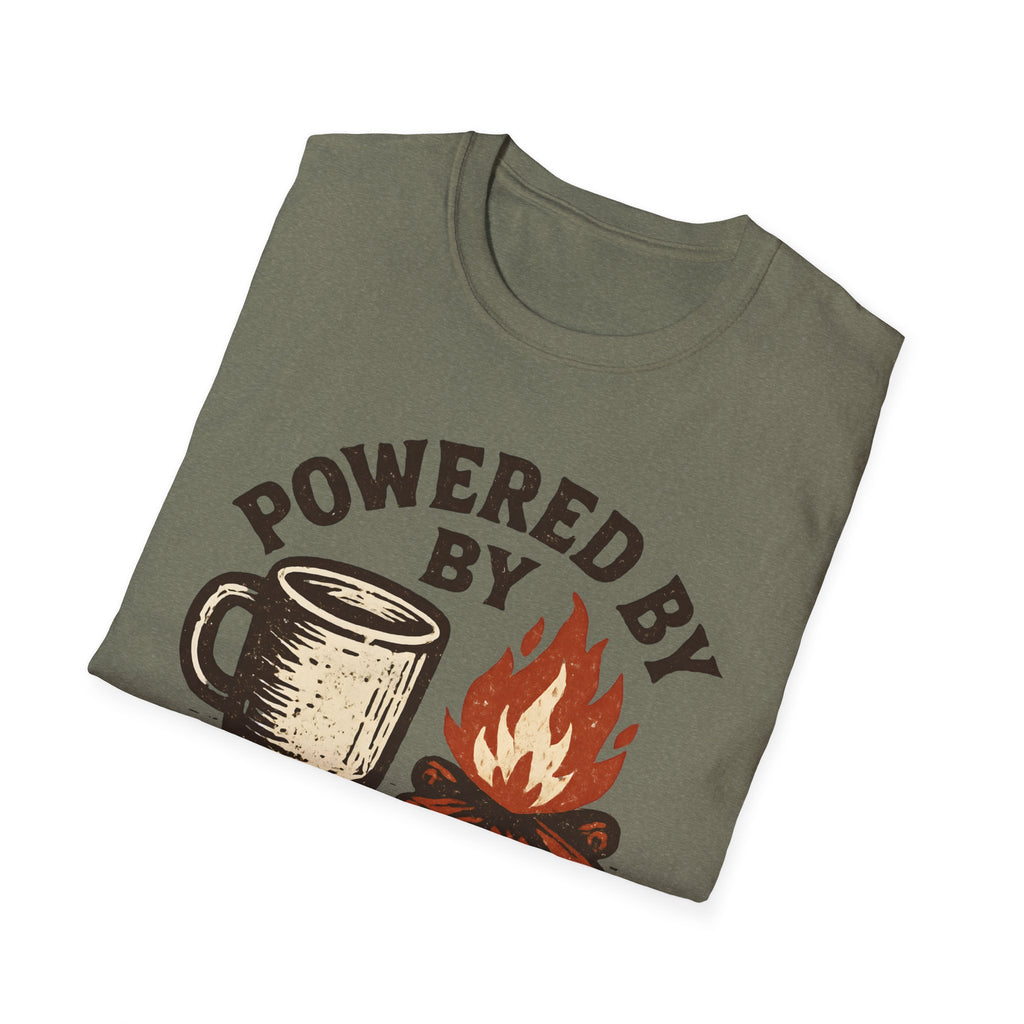 Powered By Coffee And Campfires Vintage Camping T-Shirt