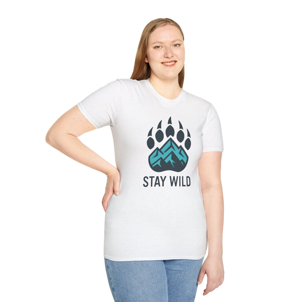 "Stay Wild" Bear Footprint Mountain Emblem T-Shirt