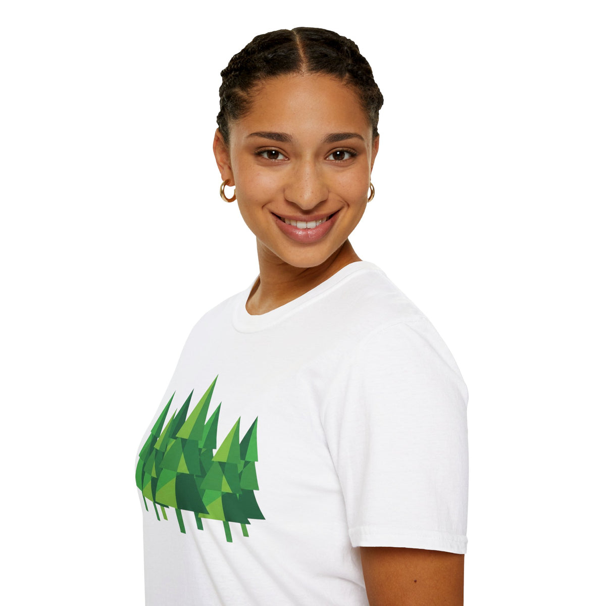 Forest Graphic T-Shirt — Minimal Green Pine Trees Tee