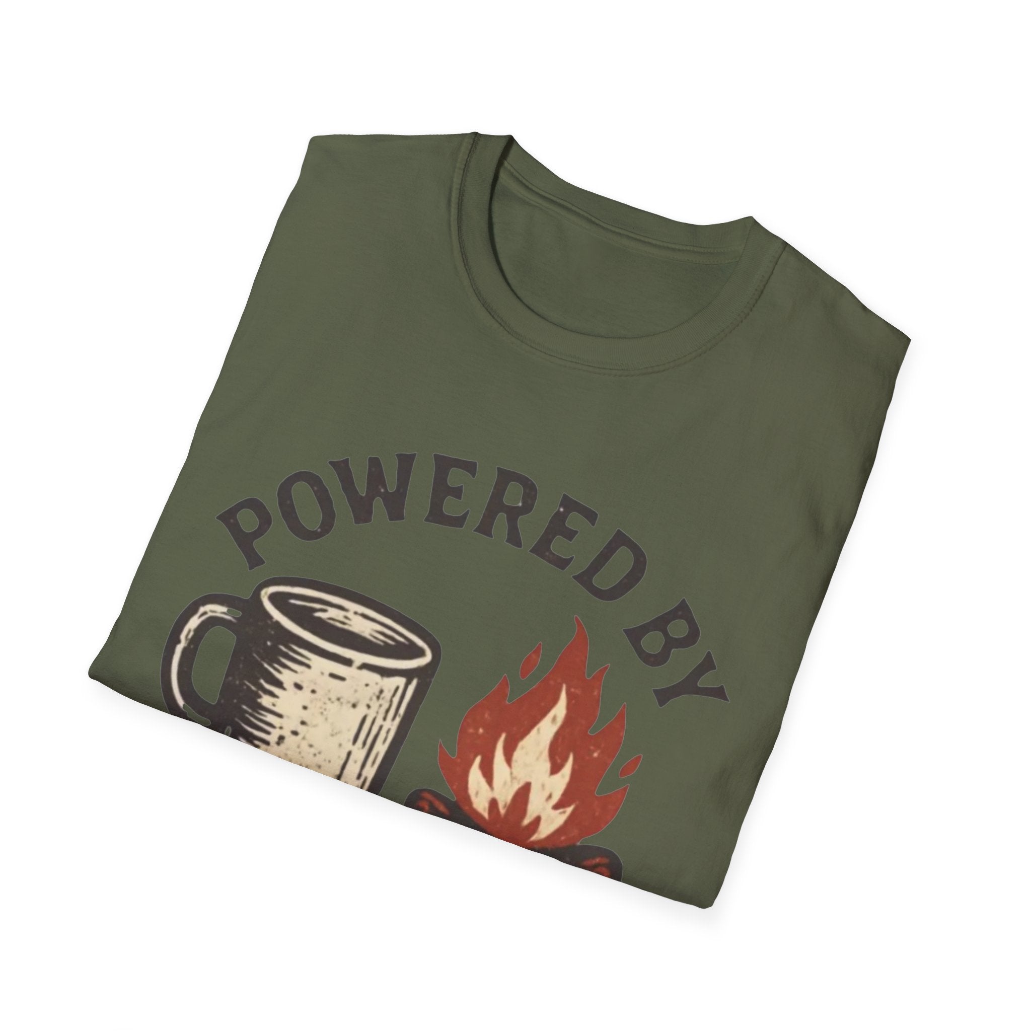 Powered By Coffee And Campfires Vintage Camping T-Shirt
