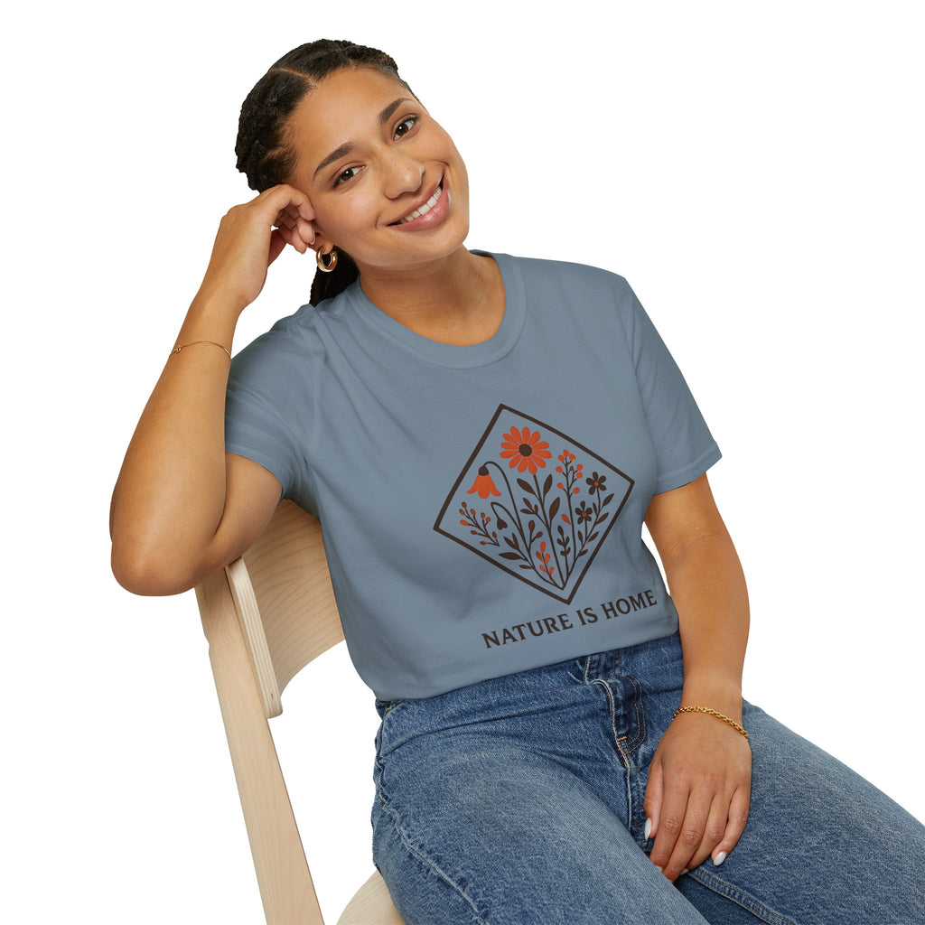 Floral Motif "Nature Is Home" T-Shirt