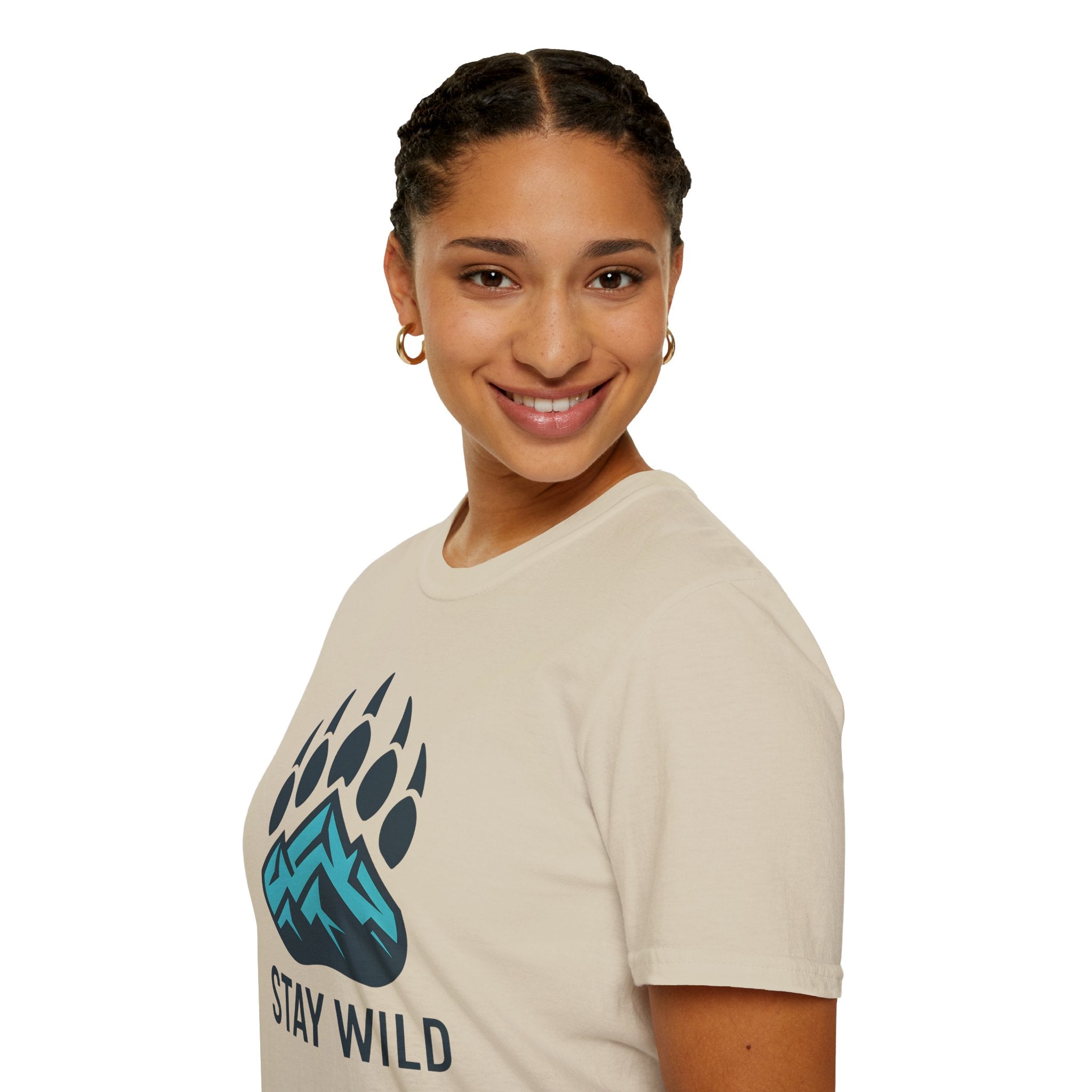 "Stay Wild" Bear Footprint Mountain Emblem T-Shirt
