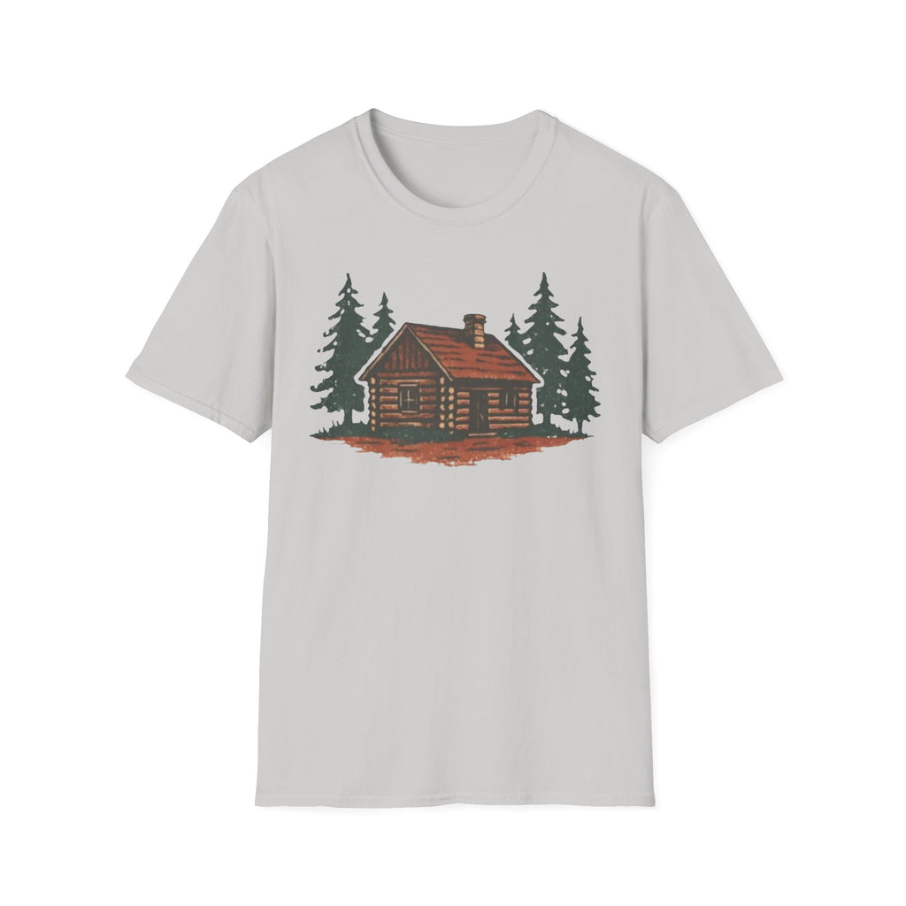 Vintage Cozy Cabin T-Shirt — Faded Pine Tree Cabin Tee
