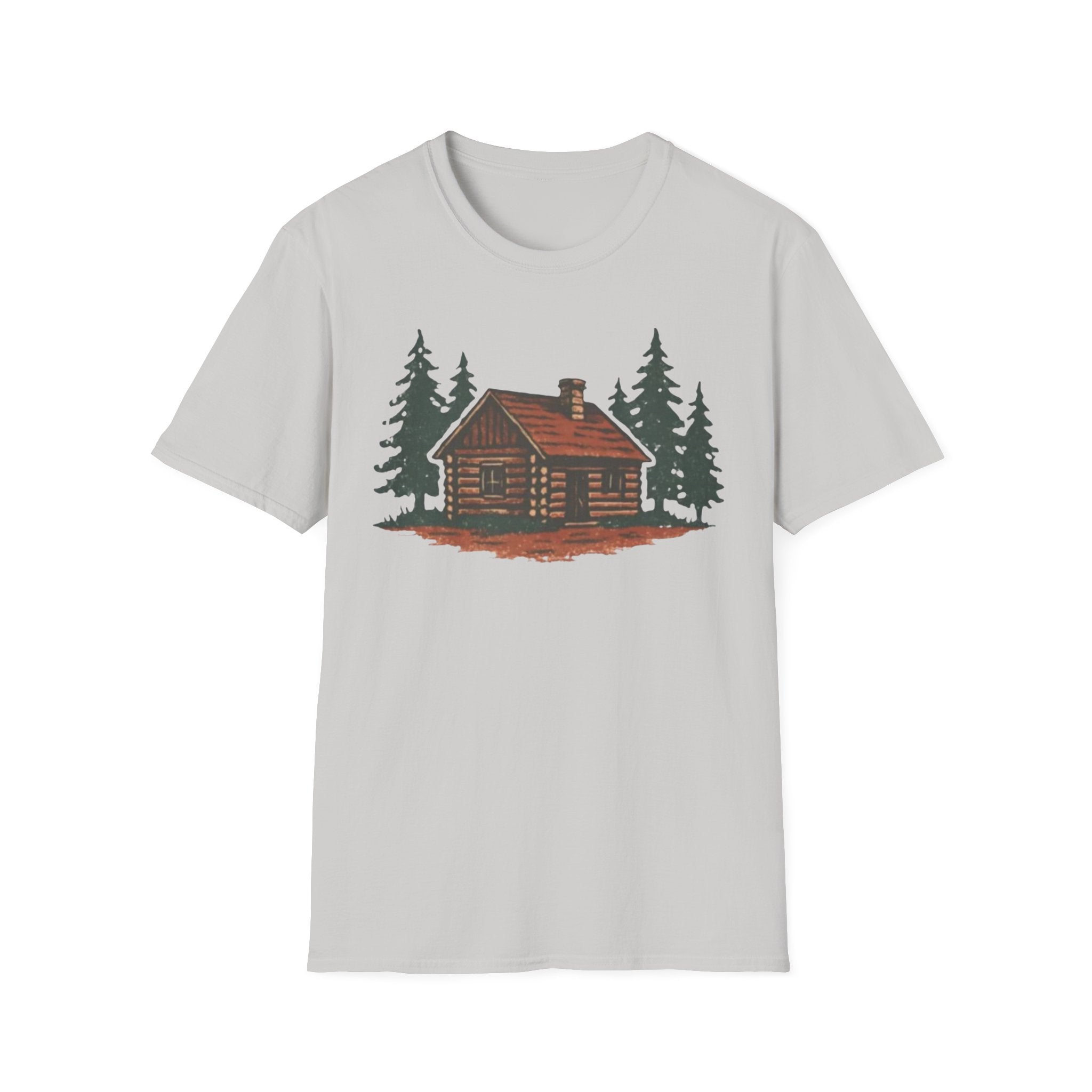 Vintage Cozy Cabin T-Shirt — Faded Pine Tree Cabin Tee