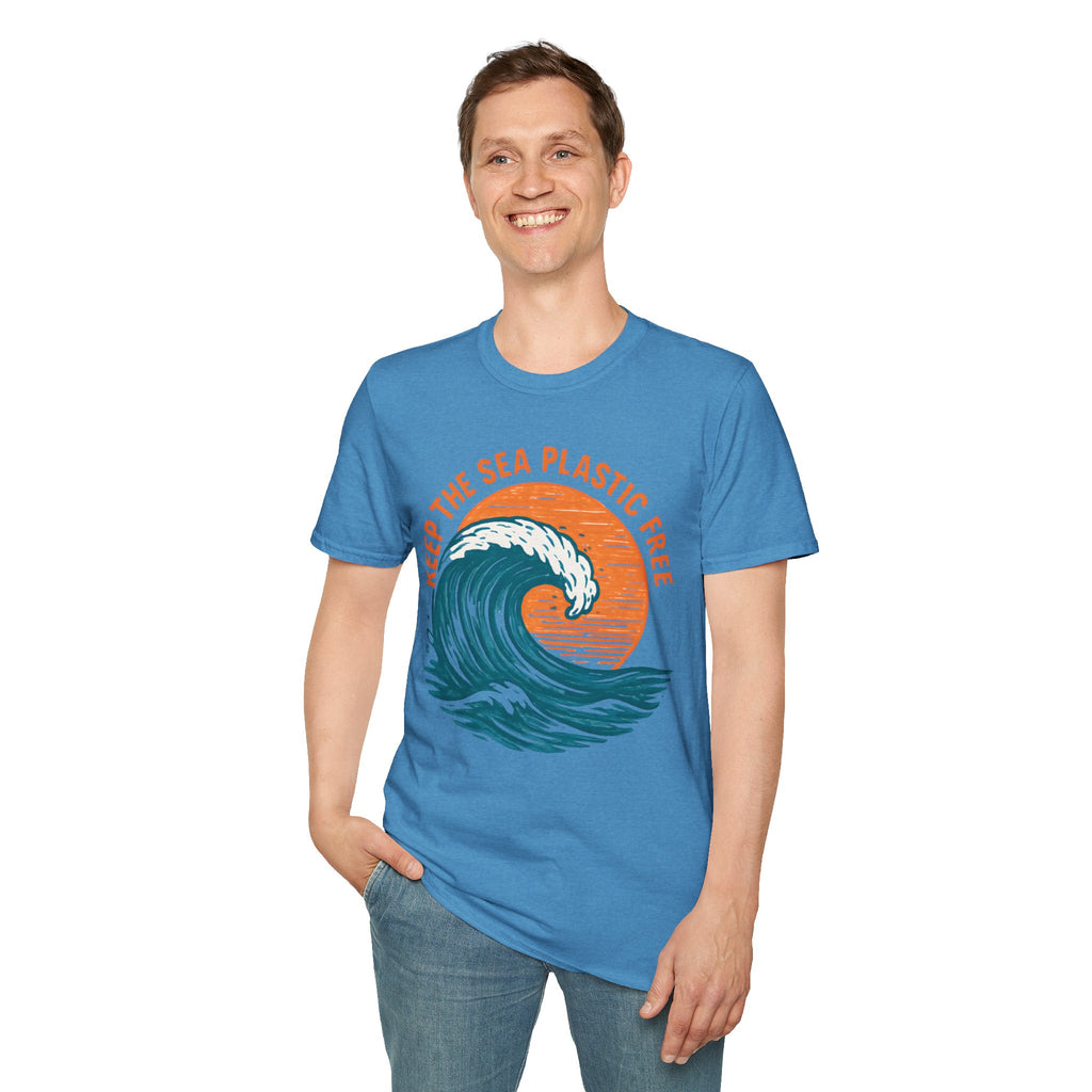 "Keep the Sea Plastic Free" Ocean Conservation Wave Tee Shirt
