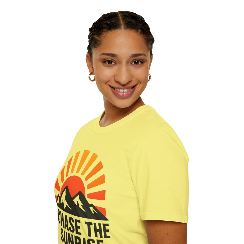 Chase The Sunrise Mountain T-Shirt — Sunrise & Peaks Graphic Tee