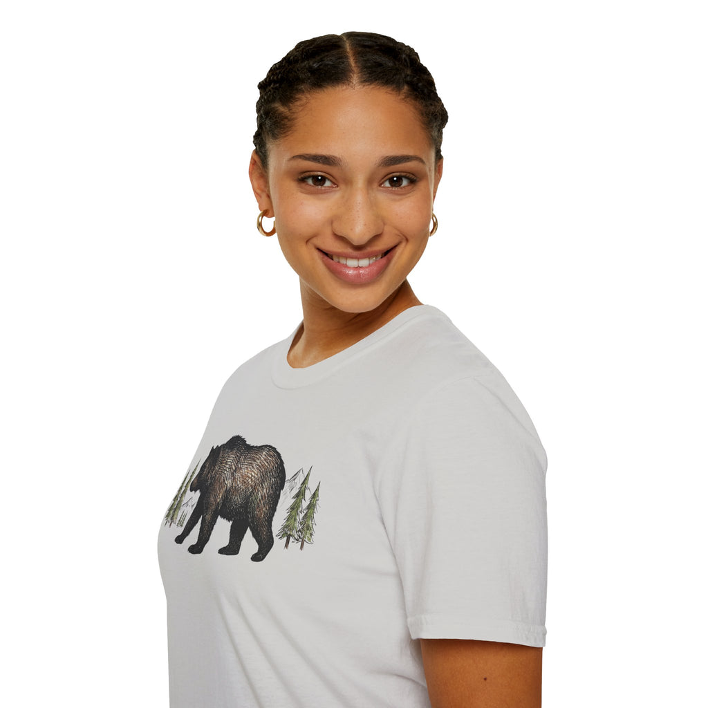 Bear & Forest T‑Shirt - Rustic Woodland Graphic Tee