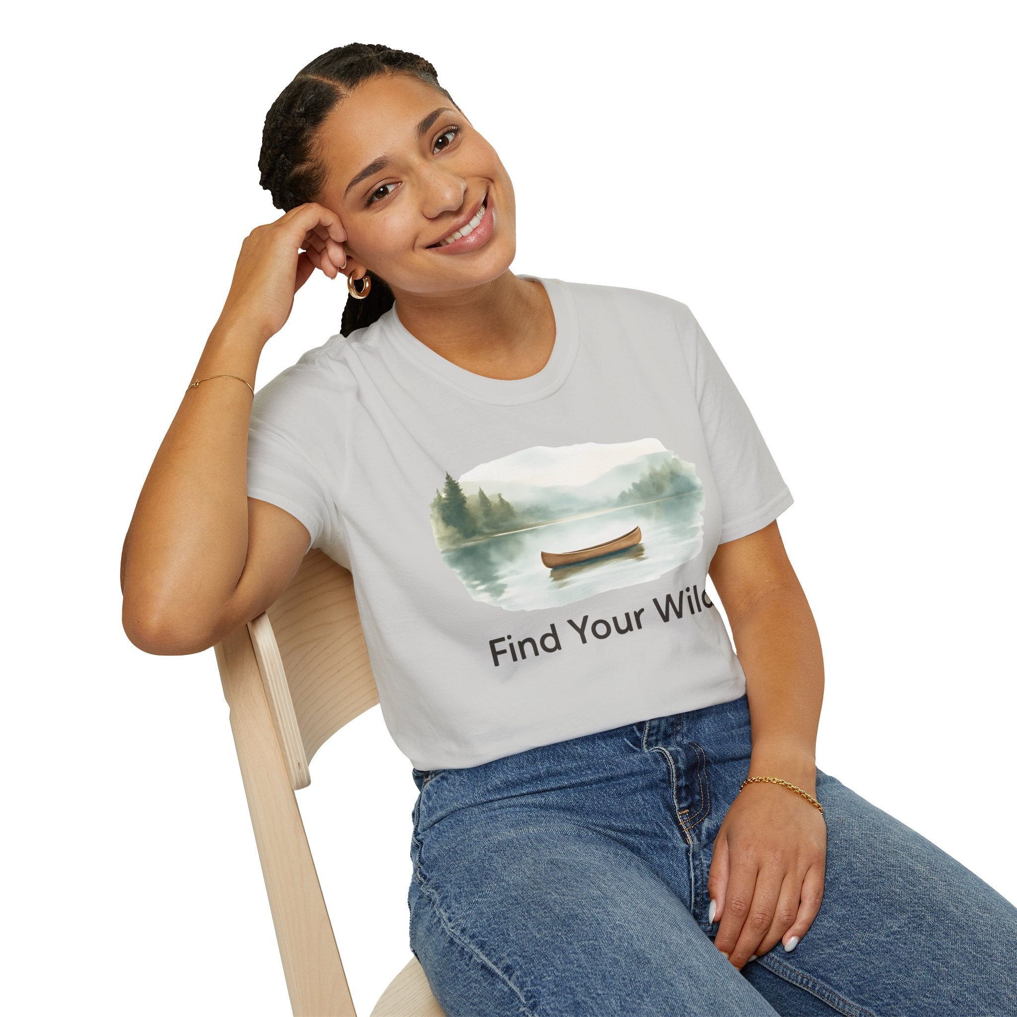Find Your Wild Canoe T-Shirt — Lake Pine Trees Outdoor Adventure Tee