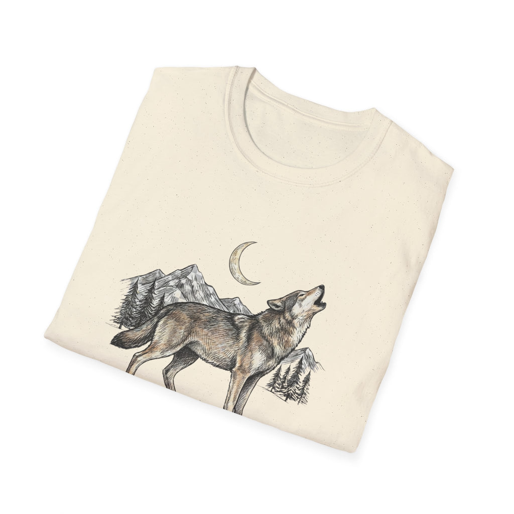 Wolf Howl T-Shirt — Moonlit Mountain Wildlife Tee