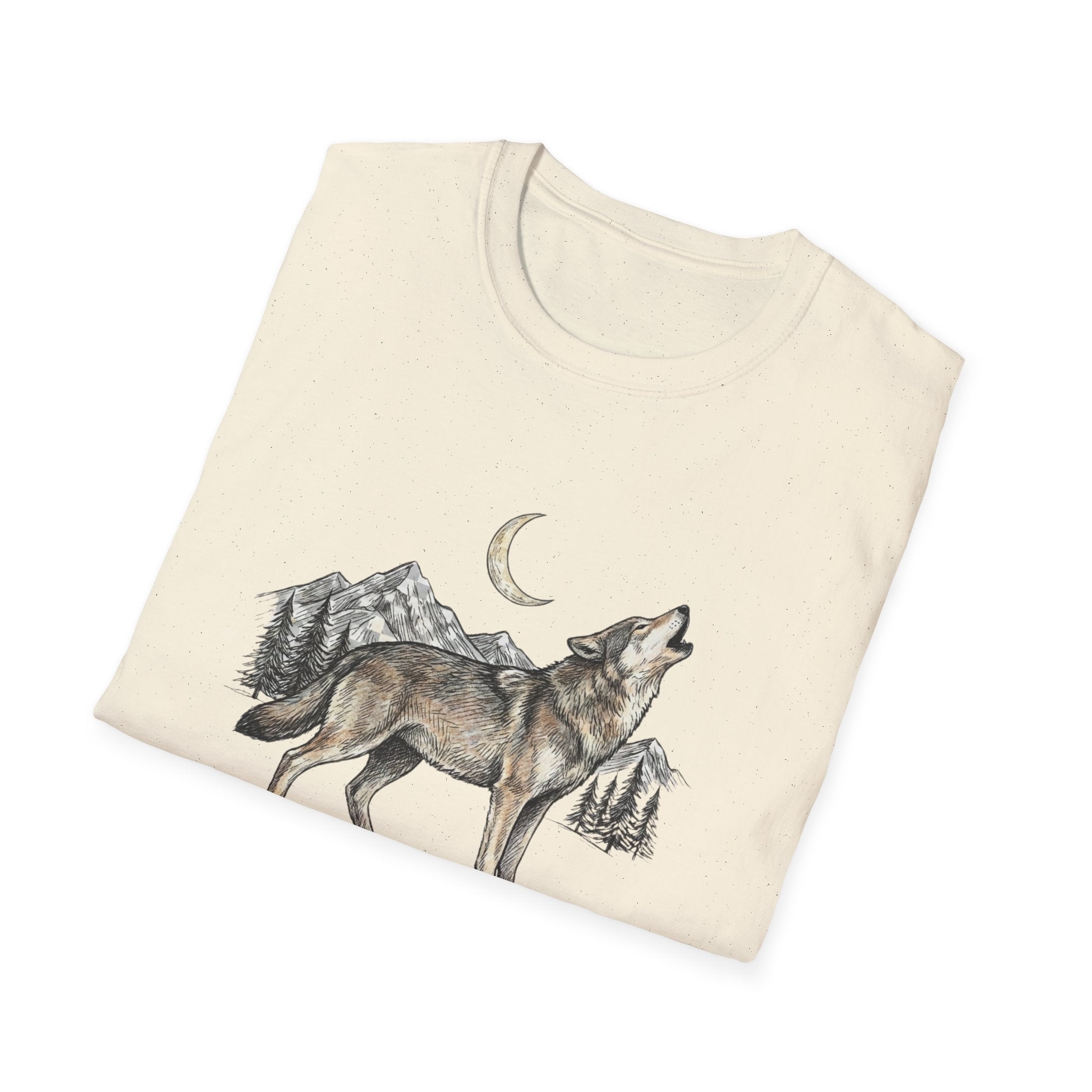 Wolf Howl T-Shirt — Moonlit Mountain Wildlife Tee