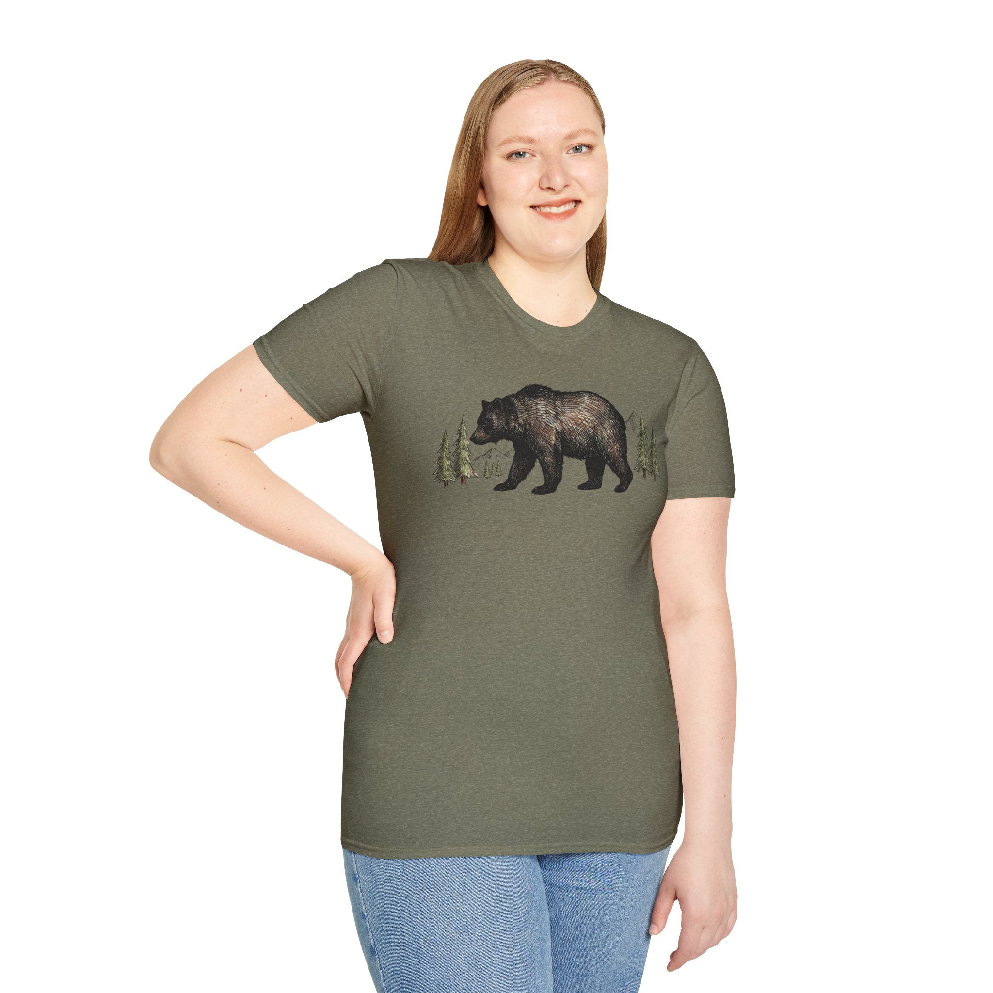 Bear & Forest T‑Shirt - Rustic Woodland Graphic Tee