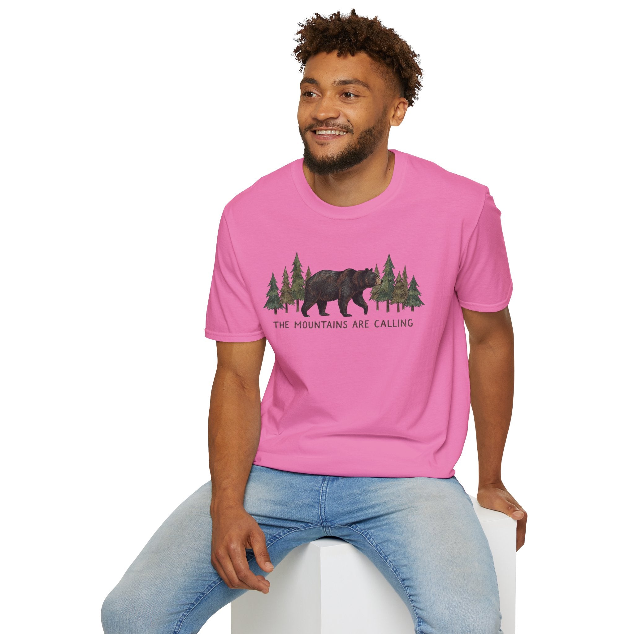 "The Mountains Are Calling" Bear and Pines T-Shirt — Outdoor Graphic Tee