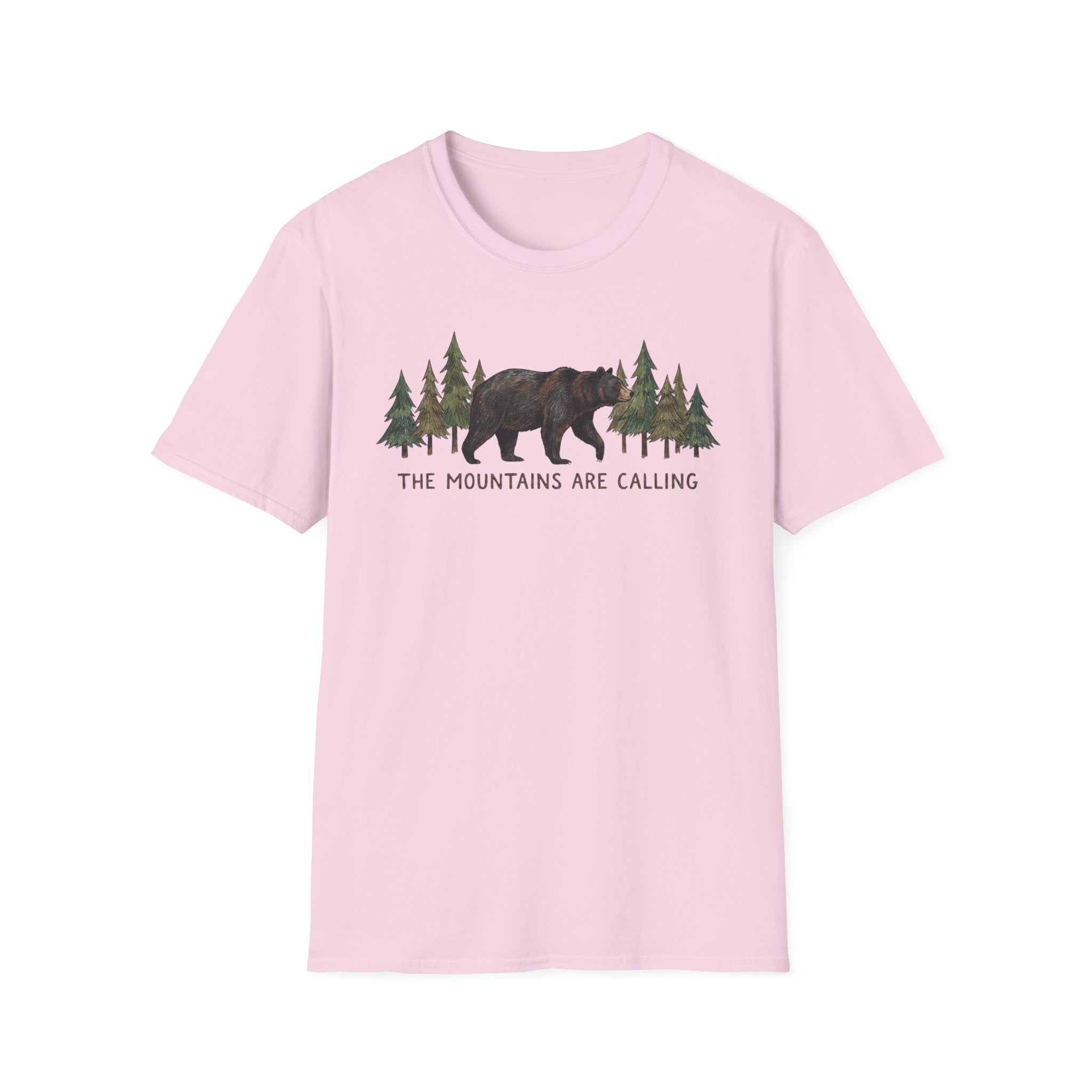 "The Mountains Are Calling" Bear and Pines T-Shirt — Outdoor Graphic Tee