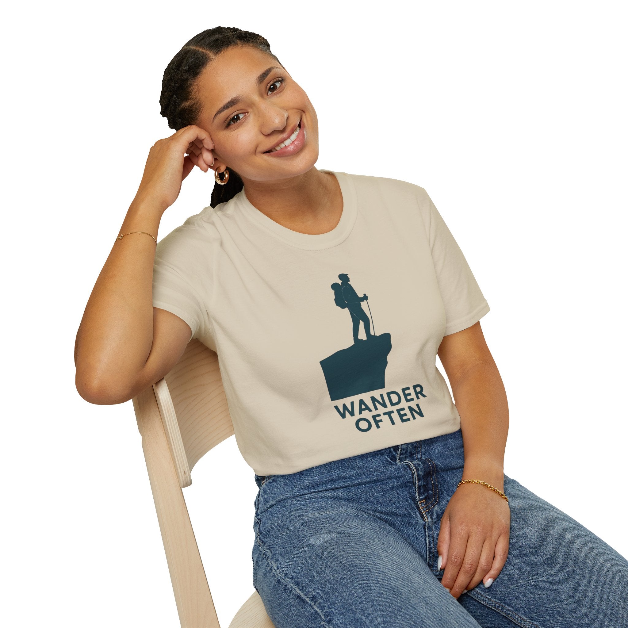 "Wander Often" Hiker on Cliff T-Shirt