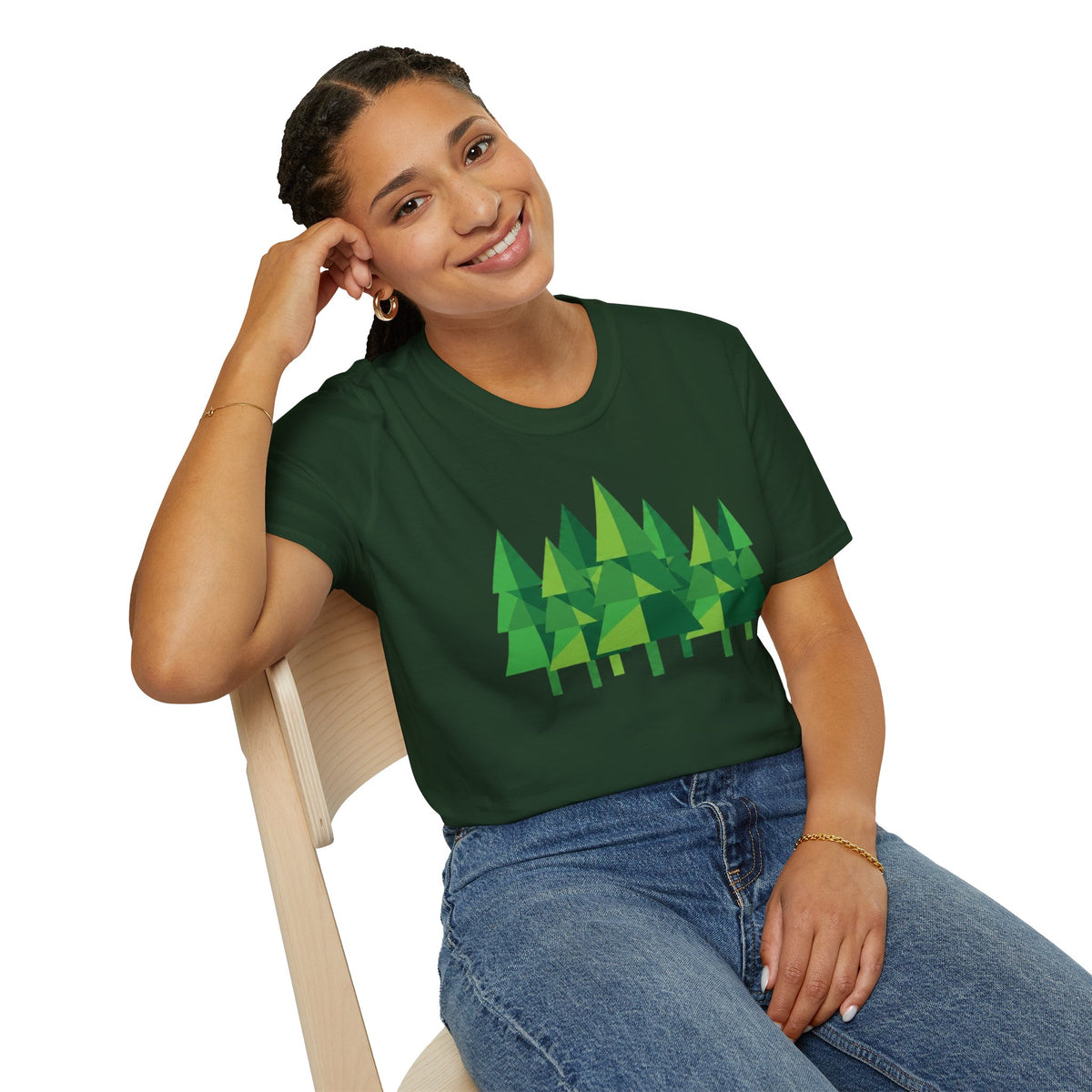 Forest Graphic T-Shirt — Minimal Green Pine Trees Tee