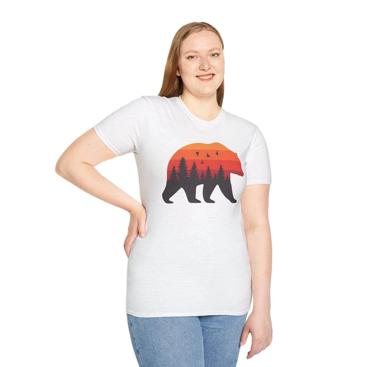 Bear Sunset Forest Silhouette Wildlife Tee