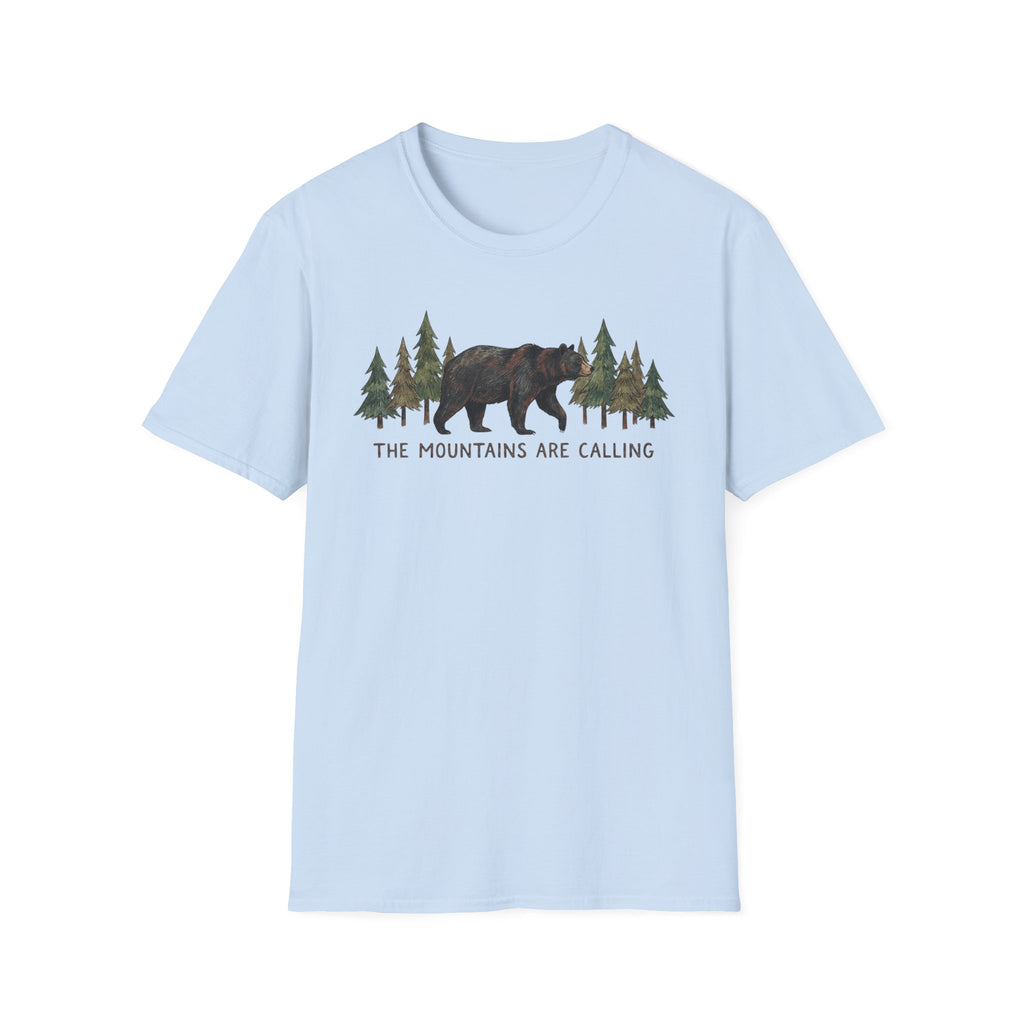 "The Mountains Are Calling" Bear and Pines T-Shirt — Outdoor Graphic Tee