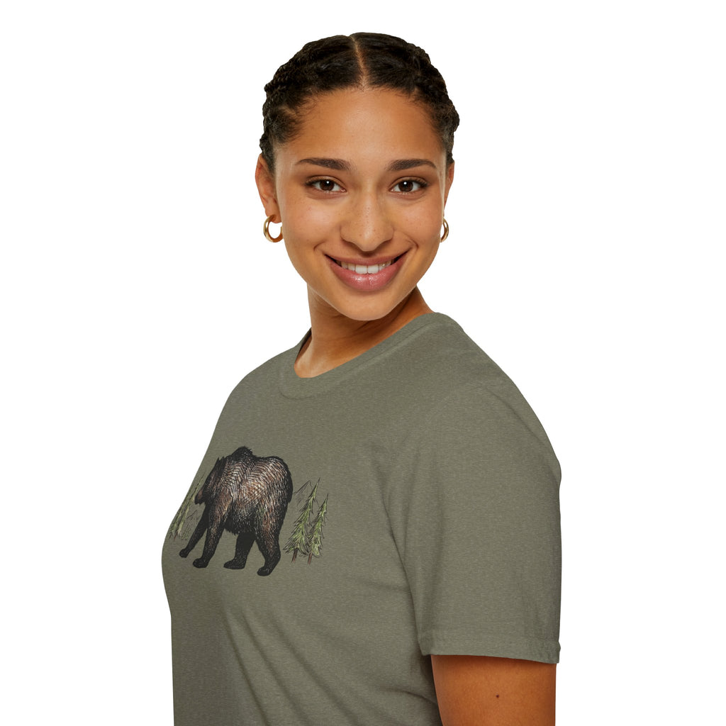 Bear & Forest T‑Shirt - Rustic Woodland Graphic Tee
