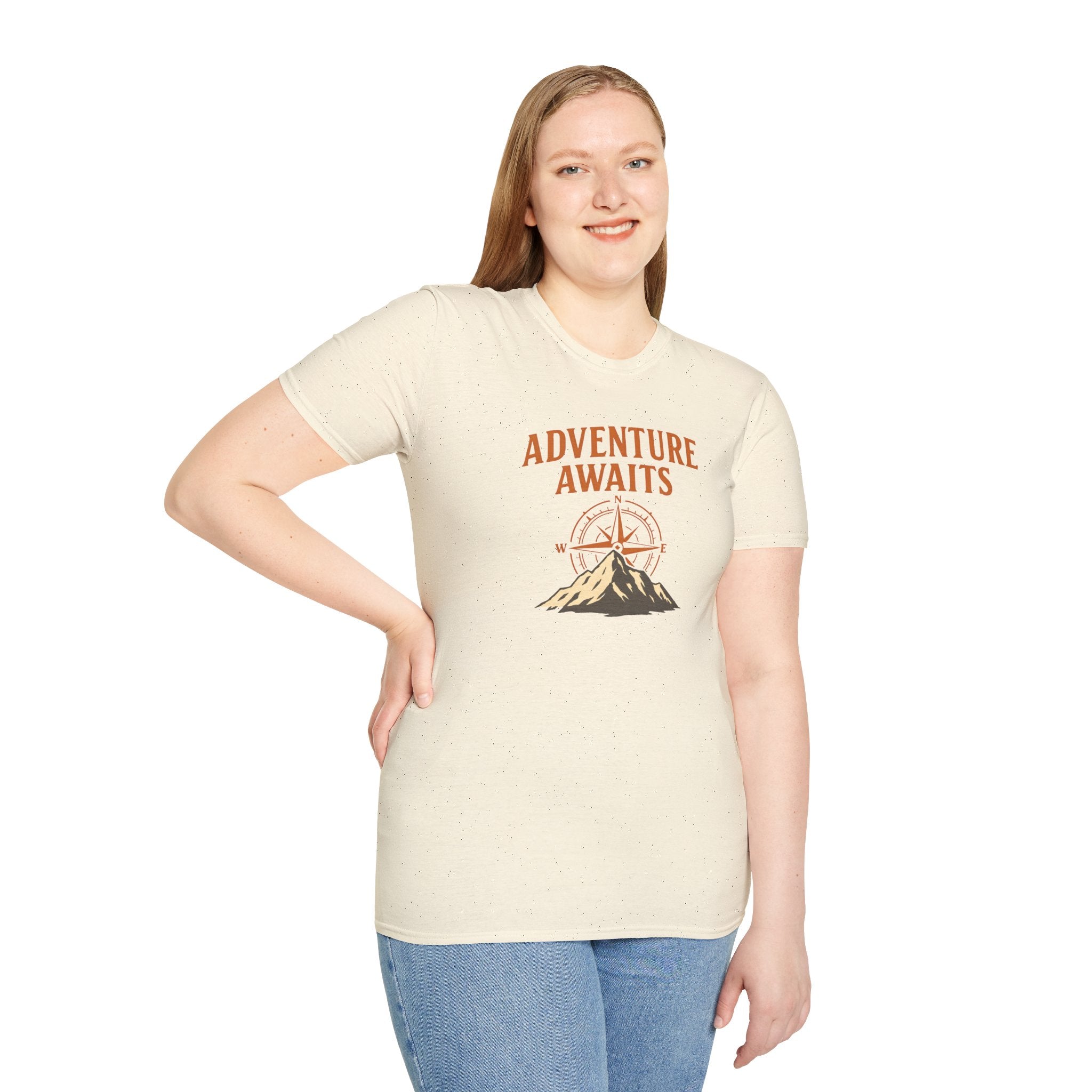 "Adventure Awaits" Compass & Mountain T-Shirt