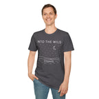 Into The Wild Canoe T-Shirt - Minimal Night Sky Lake Camping Tee