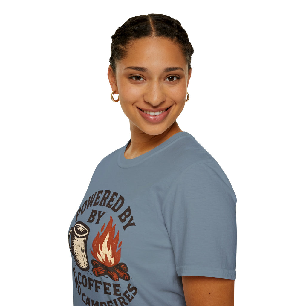 Powered By Coffee And Campfires Vintage Camping T-Shirt