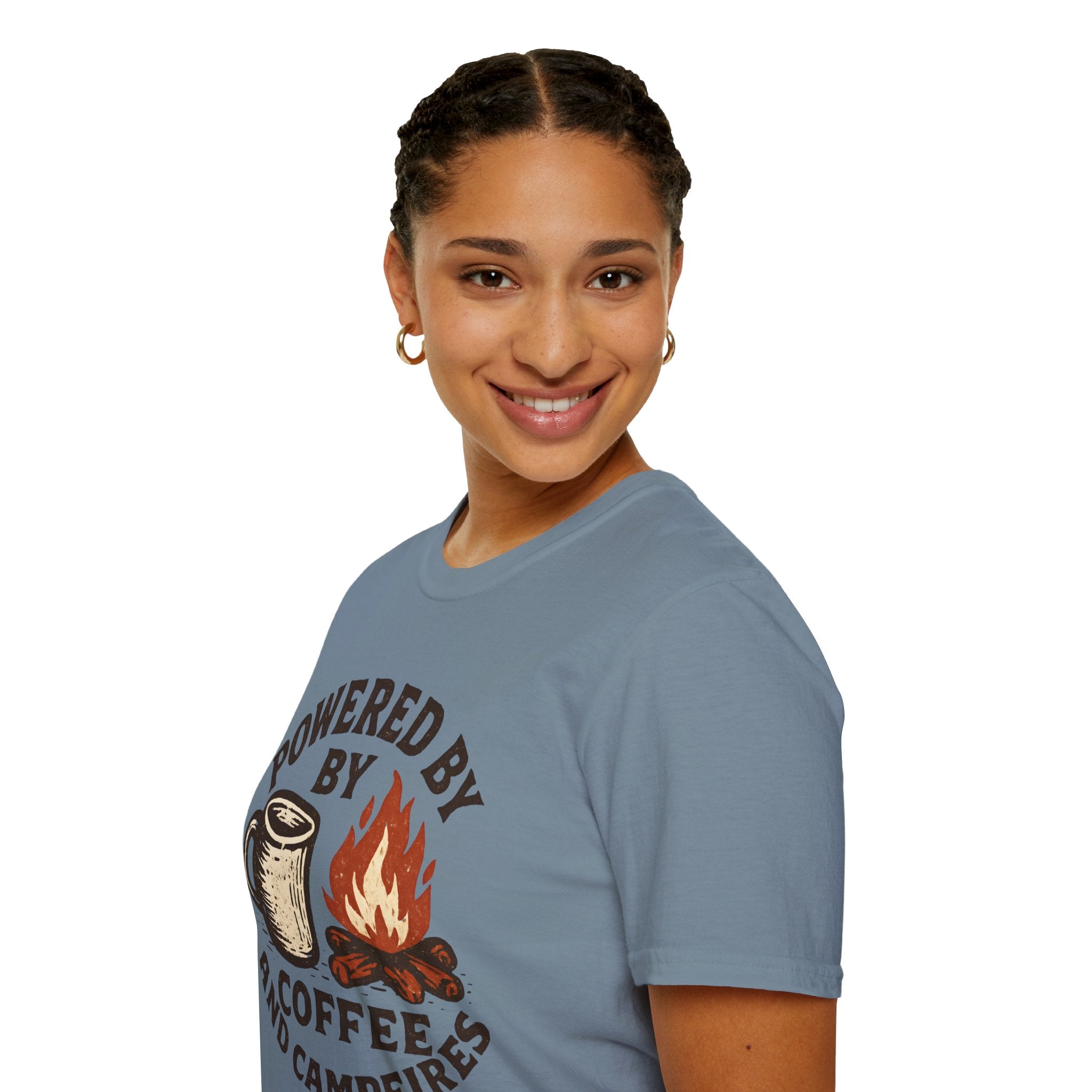 Powered By Coffee And Campfires Vintage Camping T-Shirt