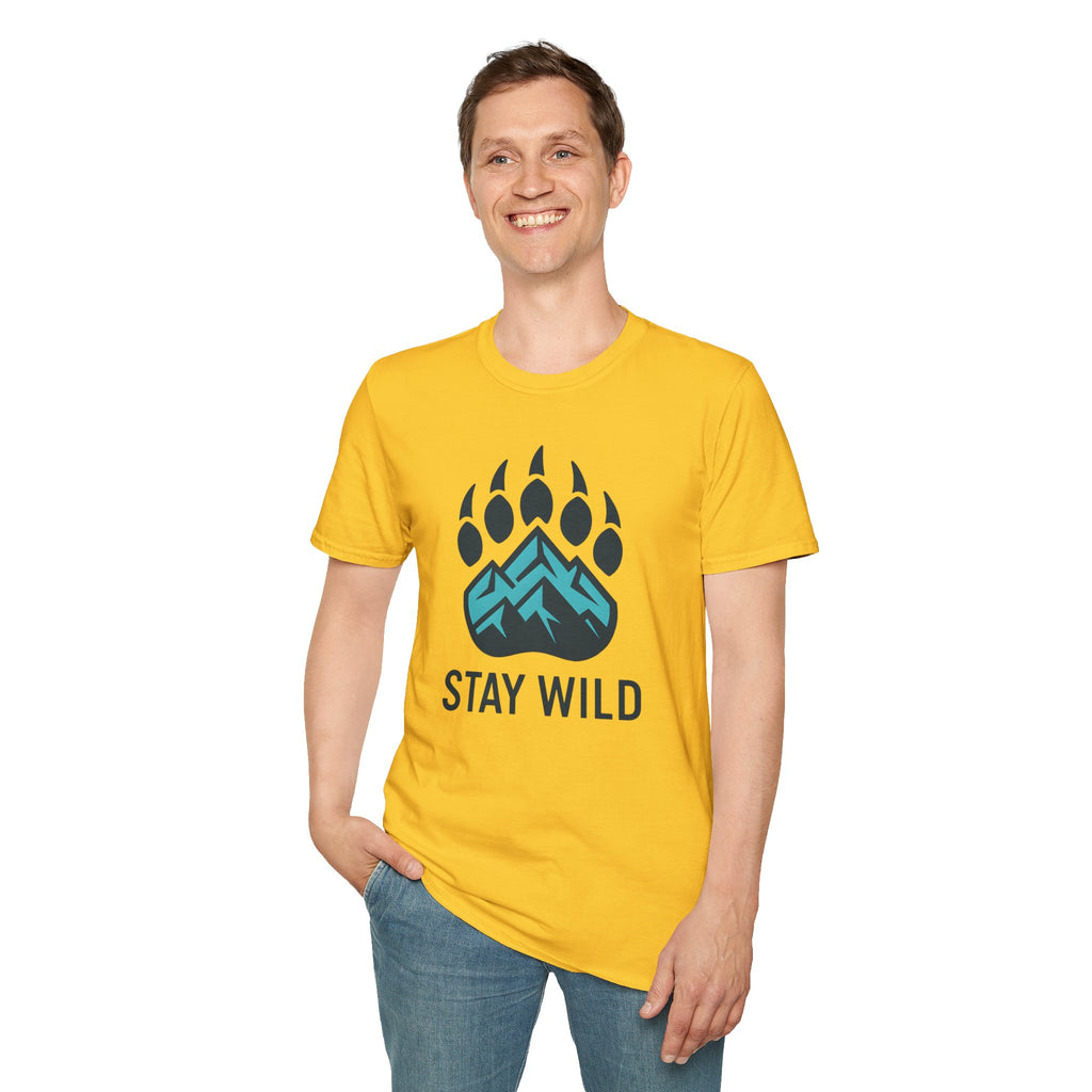 "Stay Wild" Bear Footprint Mountain Emblem T-Shirt