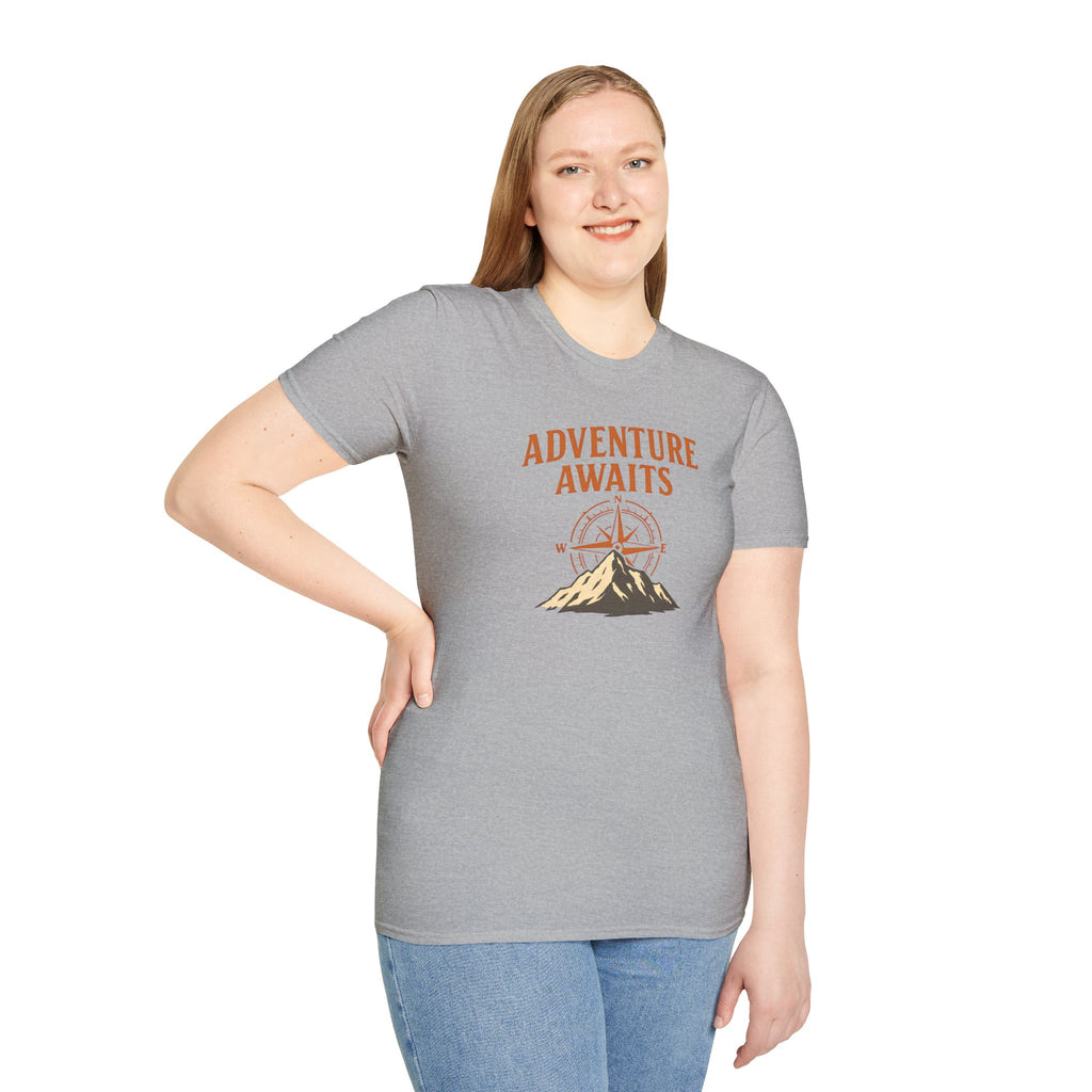 "Adventure Awaits" Compass & Mountain T-Shirt