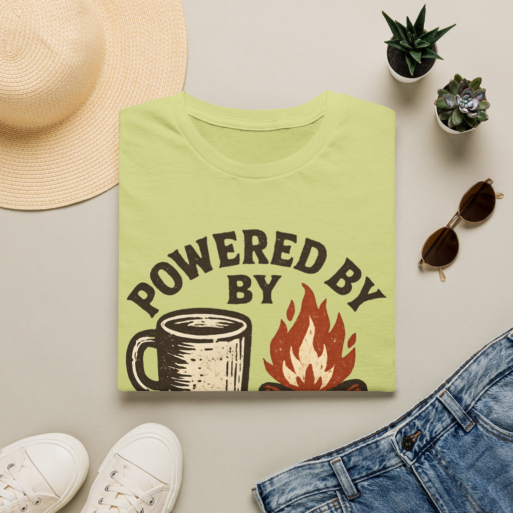 Powered By Coffee And Campfires Vintage Camping T-Shirt
