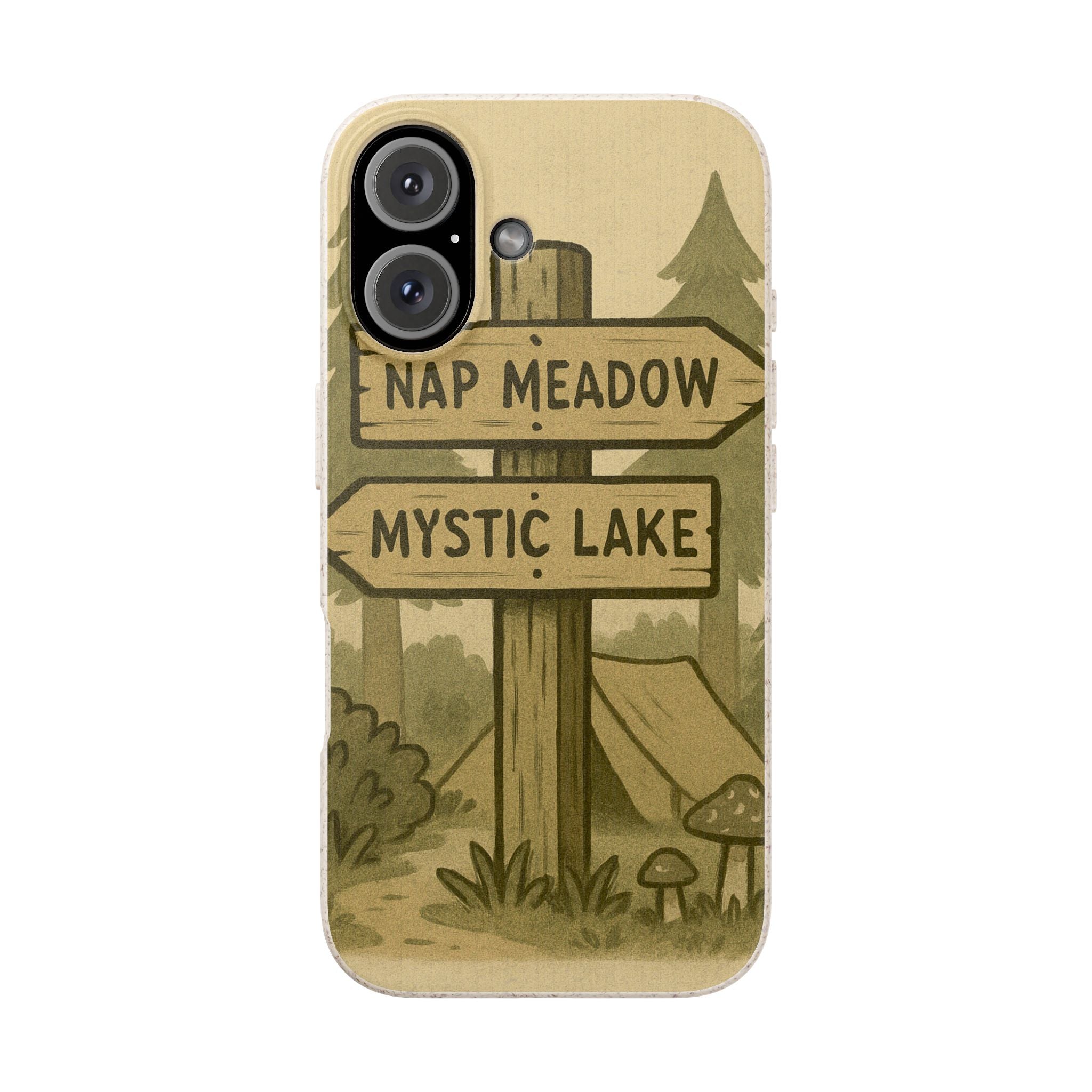 Biodegradable Phone Case — 'Nap Meadow' Mystic Lake Camping Design