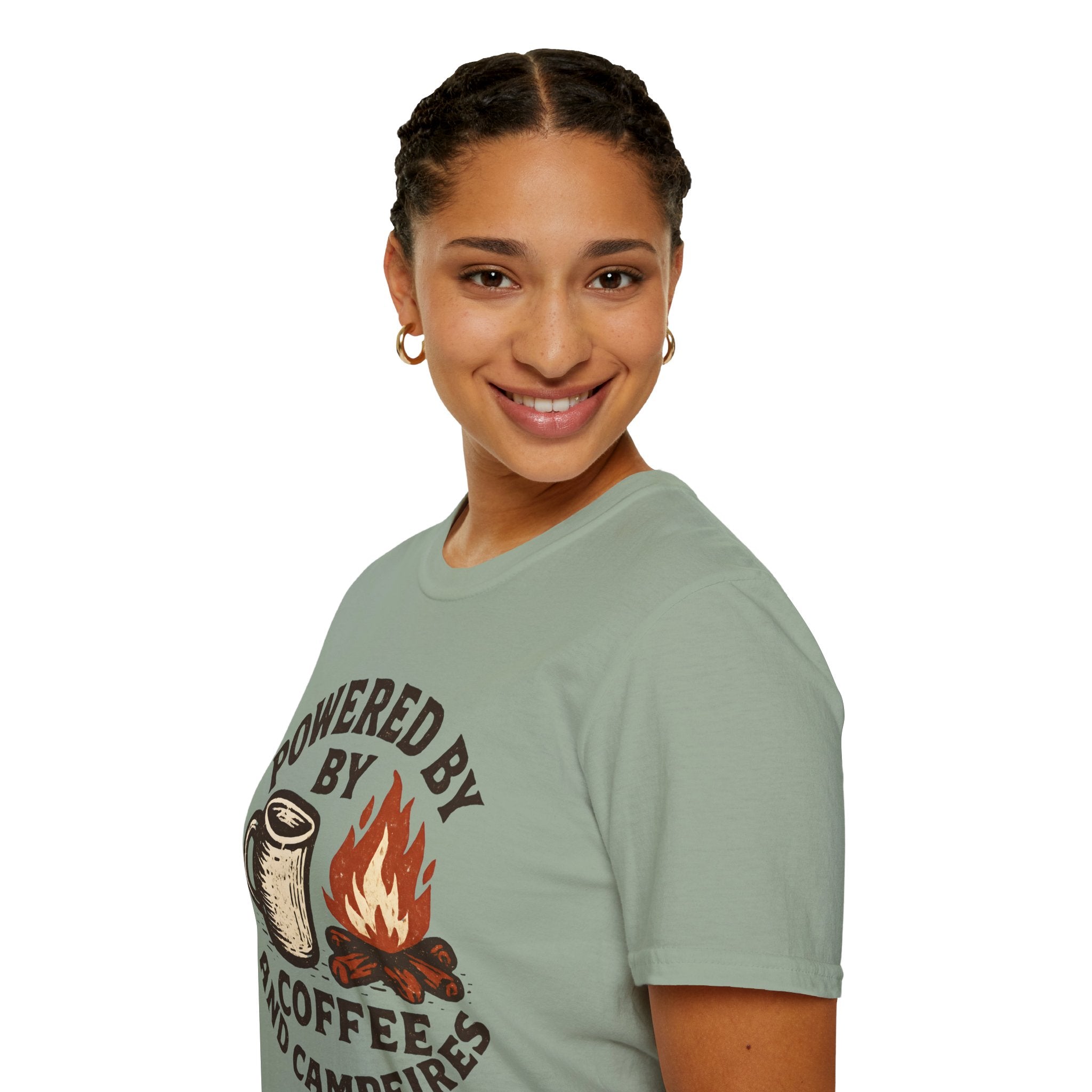 Powered By Coffee And Campfires Vintage Camping T-Shirt
