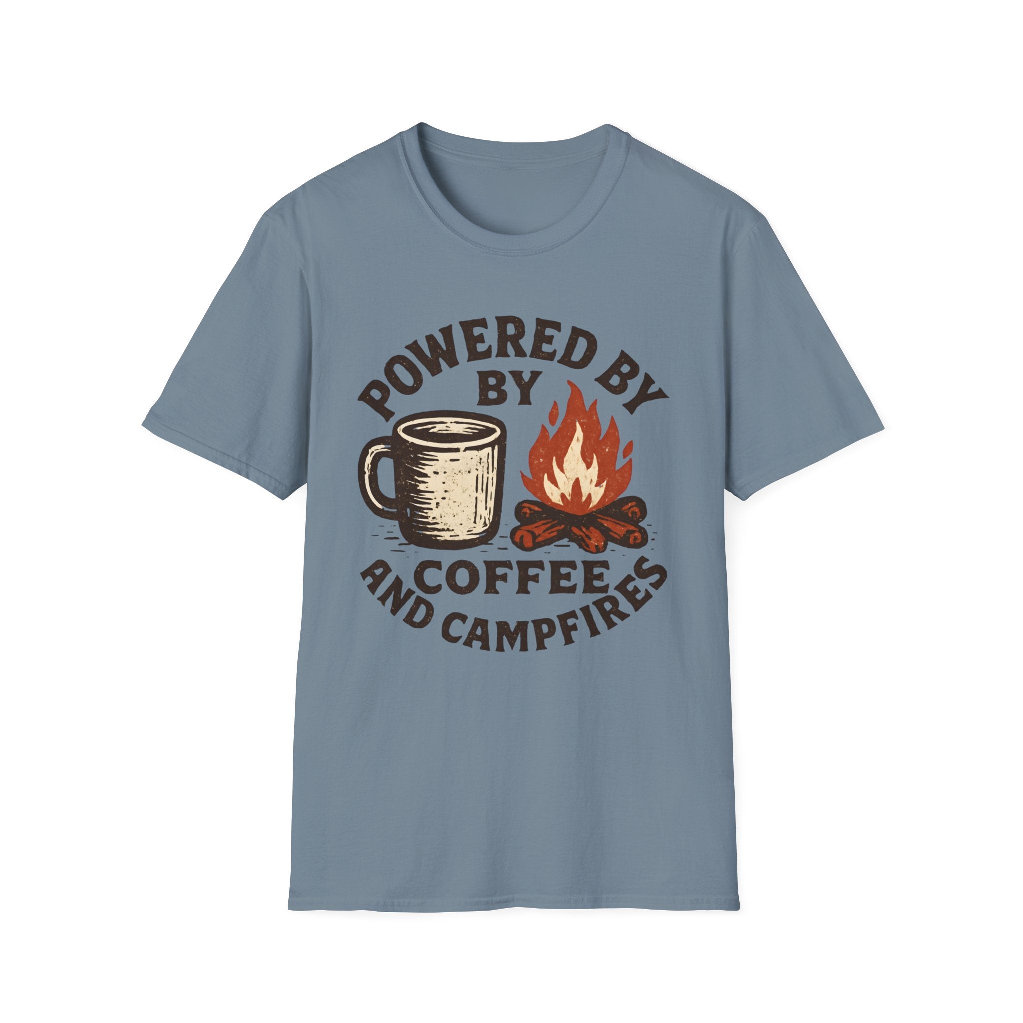 Powered By Coffee And Campfires Vintage Camping T-Shirt
