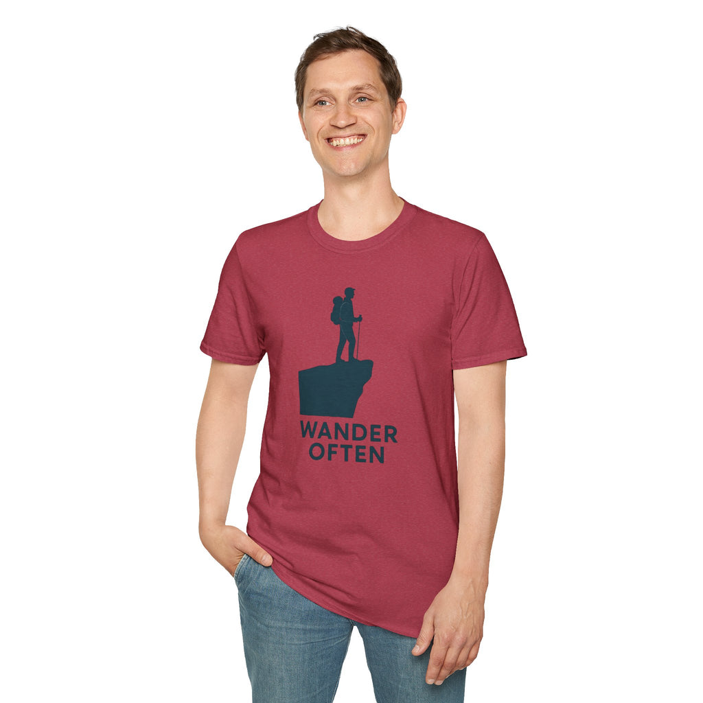 "Wander Often" Hiker on Cliff T-Shirt