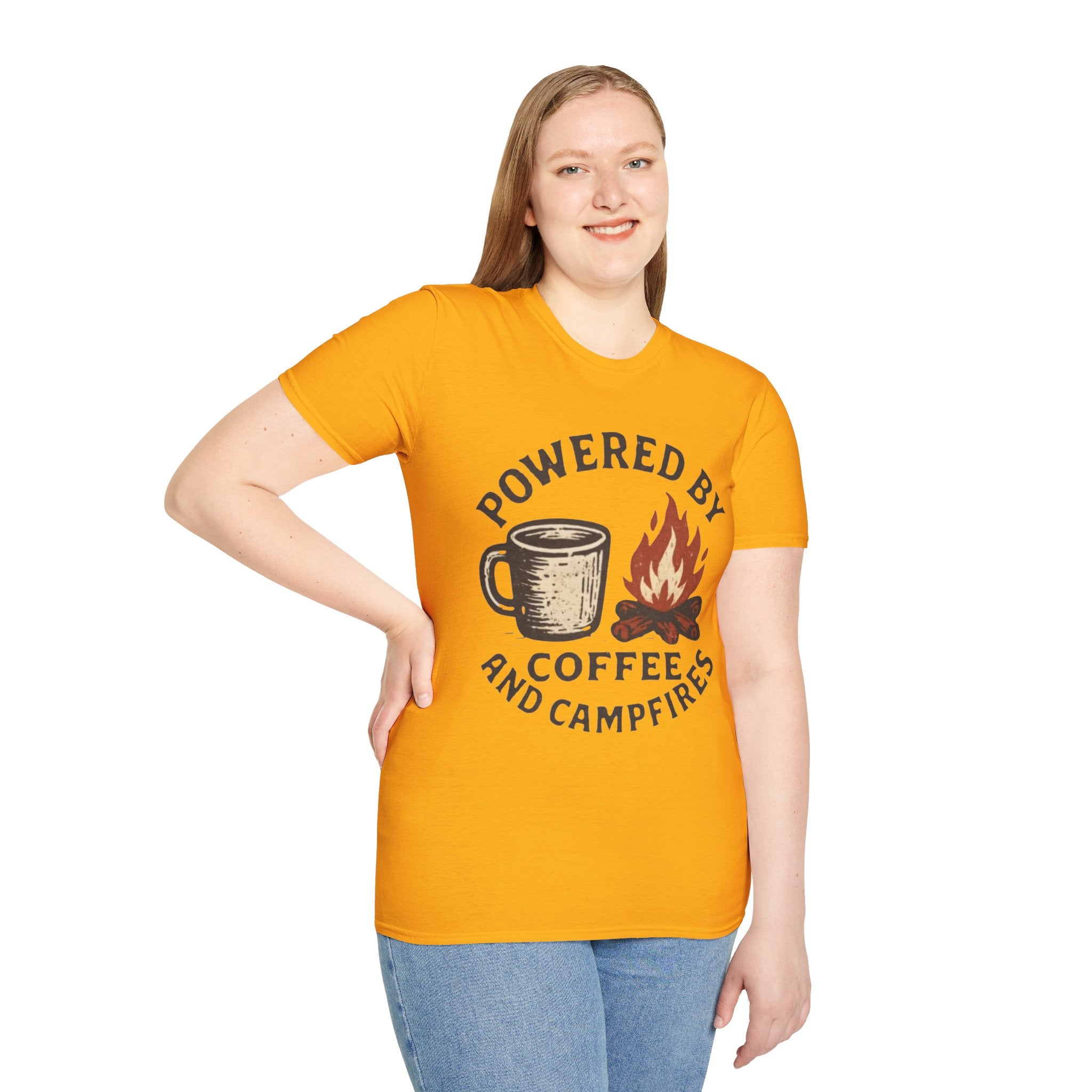 Powered By Coffee And Campfires Vintage Camping T-Shirt