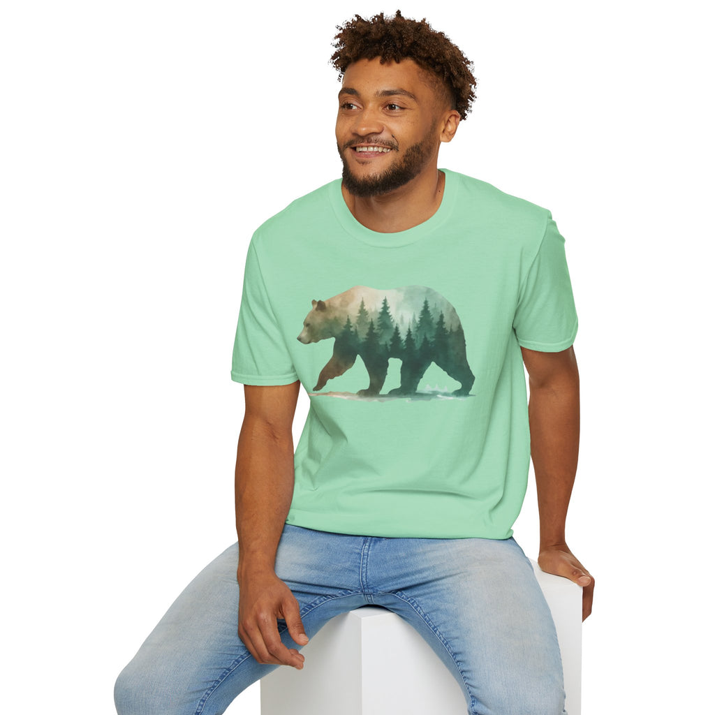 Forest Bear T-Shirt — Watercolor Woodland Bear Graphic Tee Shirt
