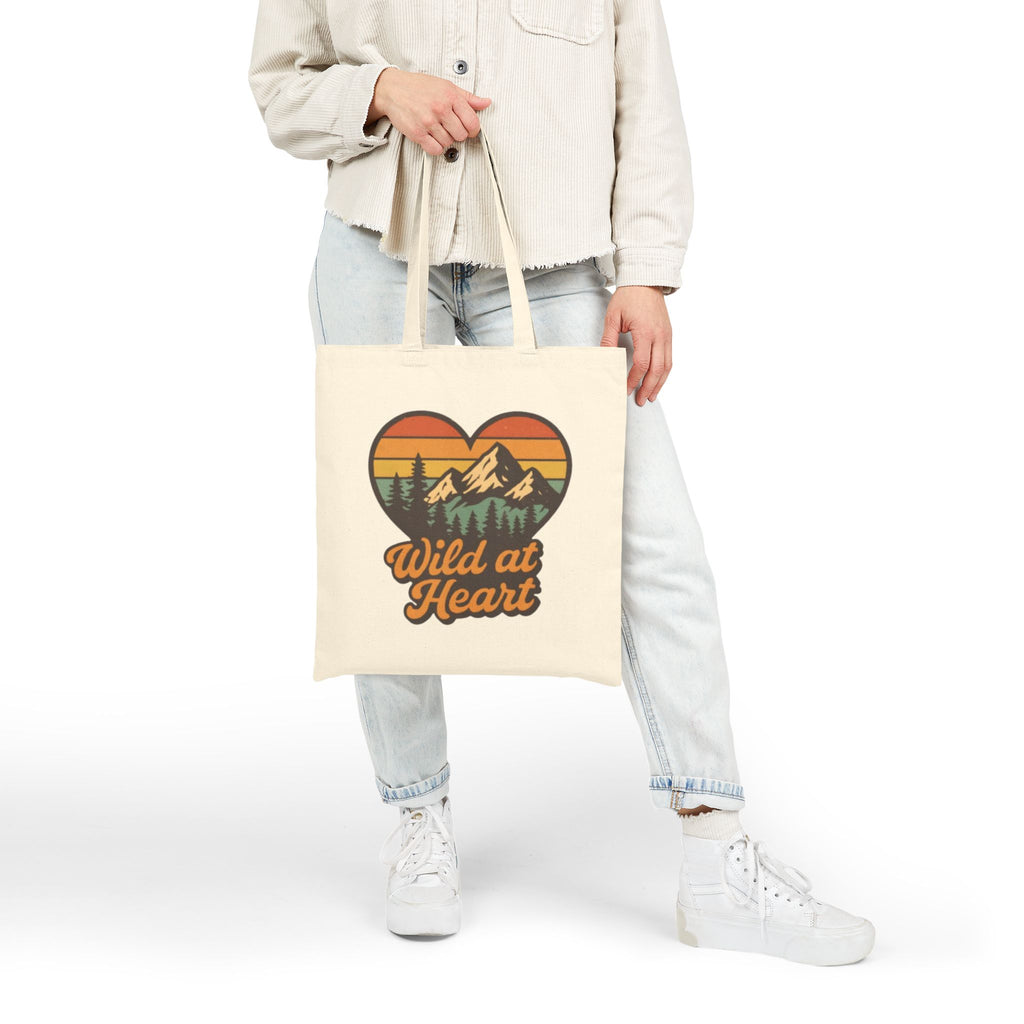 Wild at Heart Canvas Tote — Retro Mountain Heart Eco Shopper
