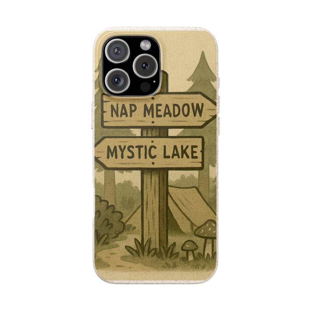 Biodegradable Phone Case — 'Nap Meadow' Mystic Lake Camping Design