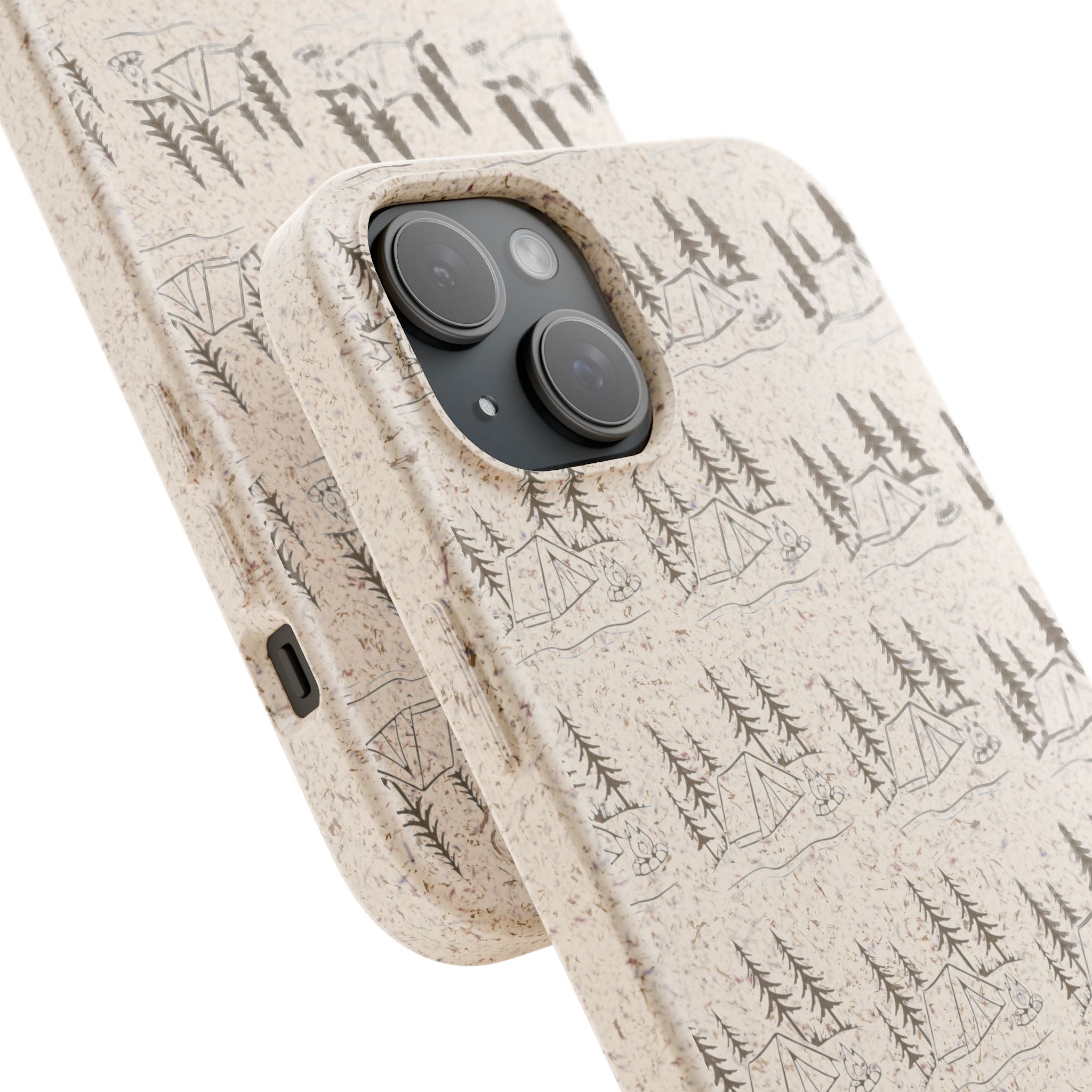 Biodegradable Phone Case — Eco-Friendly Forest Sketch Pattern