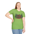 Vintage Cozy Cabin T-Shirt — Faded Pine Tree Cabin Tee