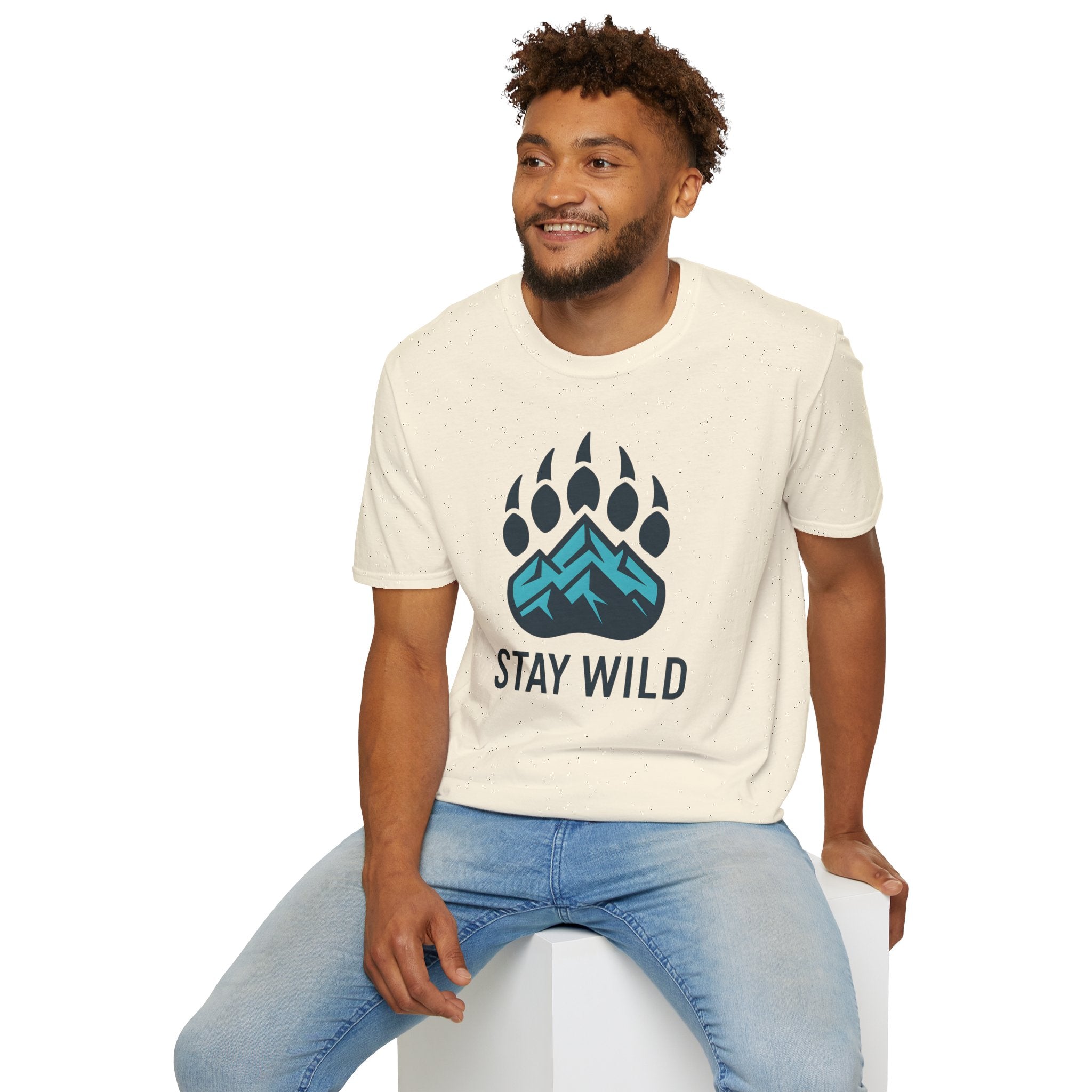 "Stay Wild" Bear Footprint Mountain Emblem T-Shirt
